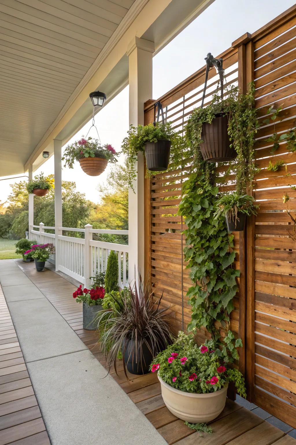 A privacy screen giving shade and privacy.