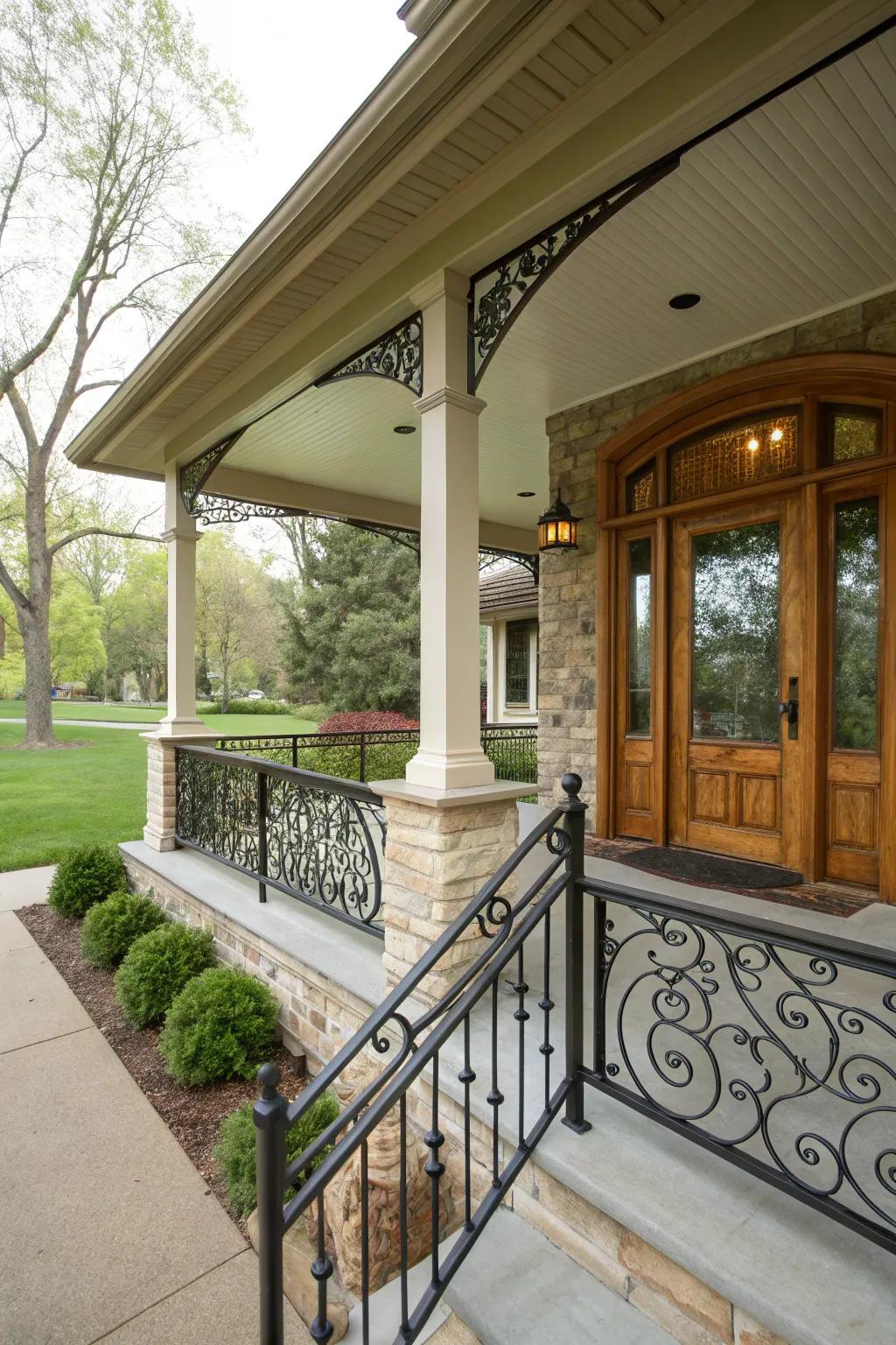 Metal railings that perfectly match the home's architecture.