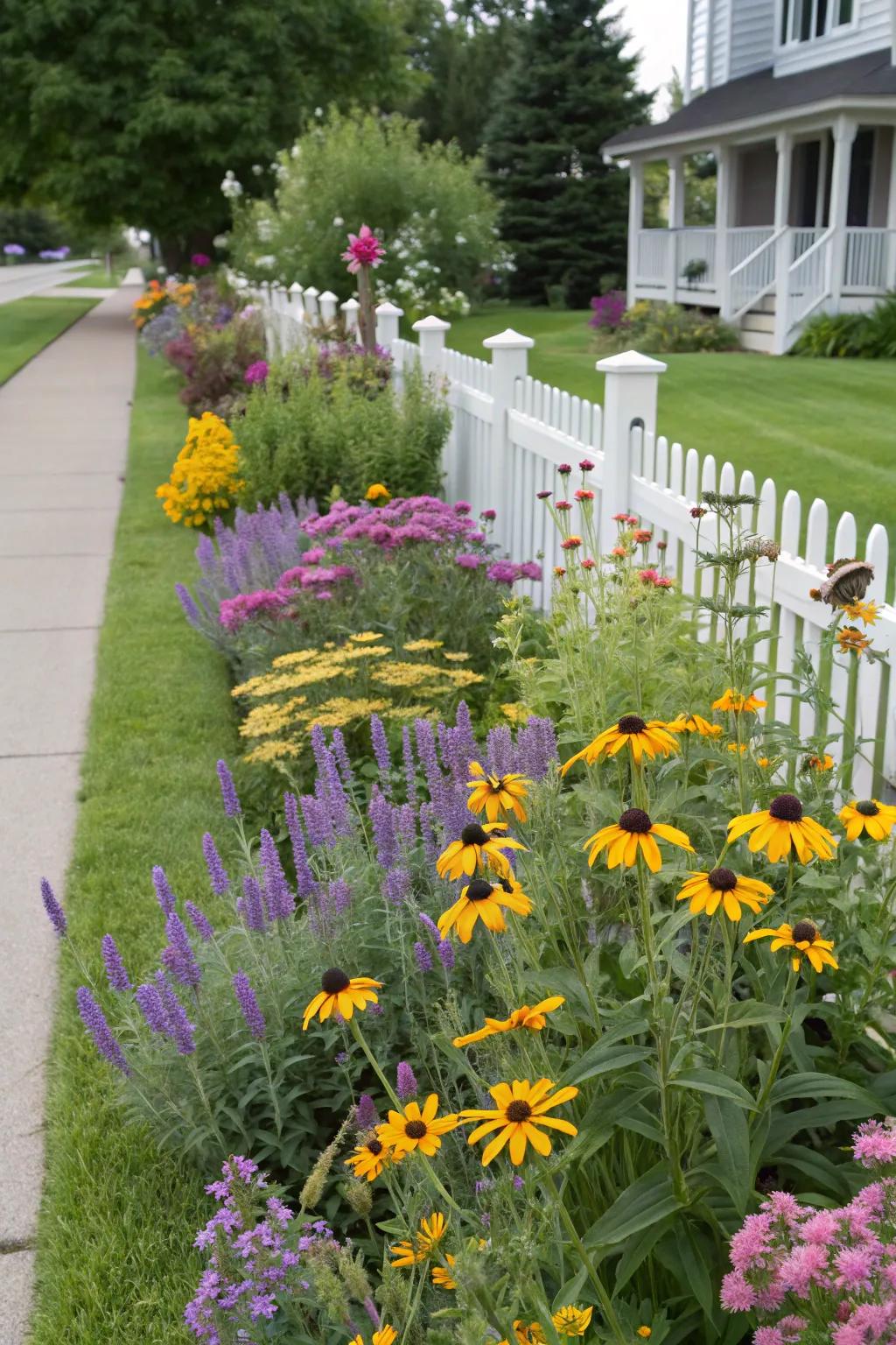 Pollinator-friendly plants draw in bees and butterflies, invigorating the garden's vitality.