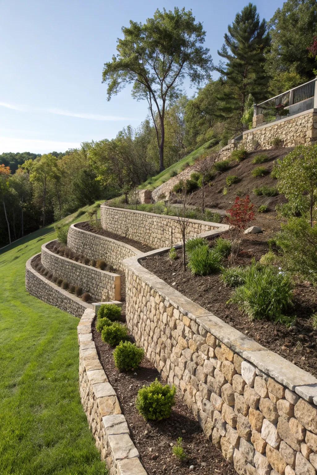 Supportive walls can be both utilitarian and visually fascinating.