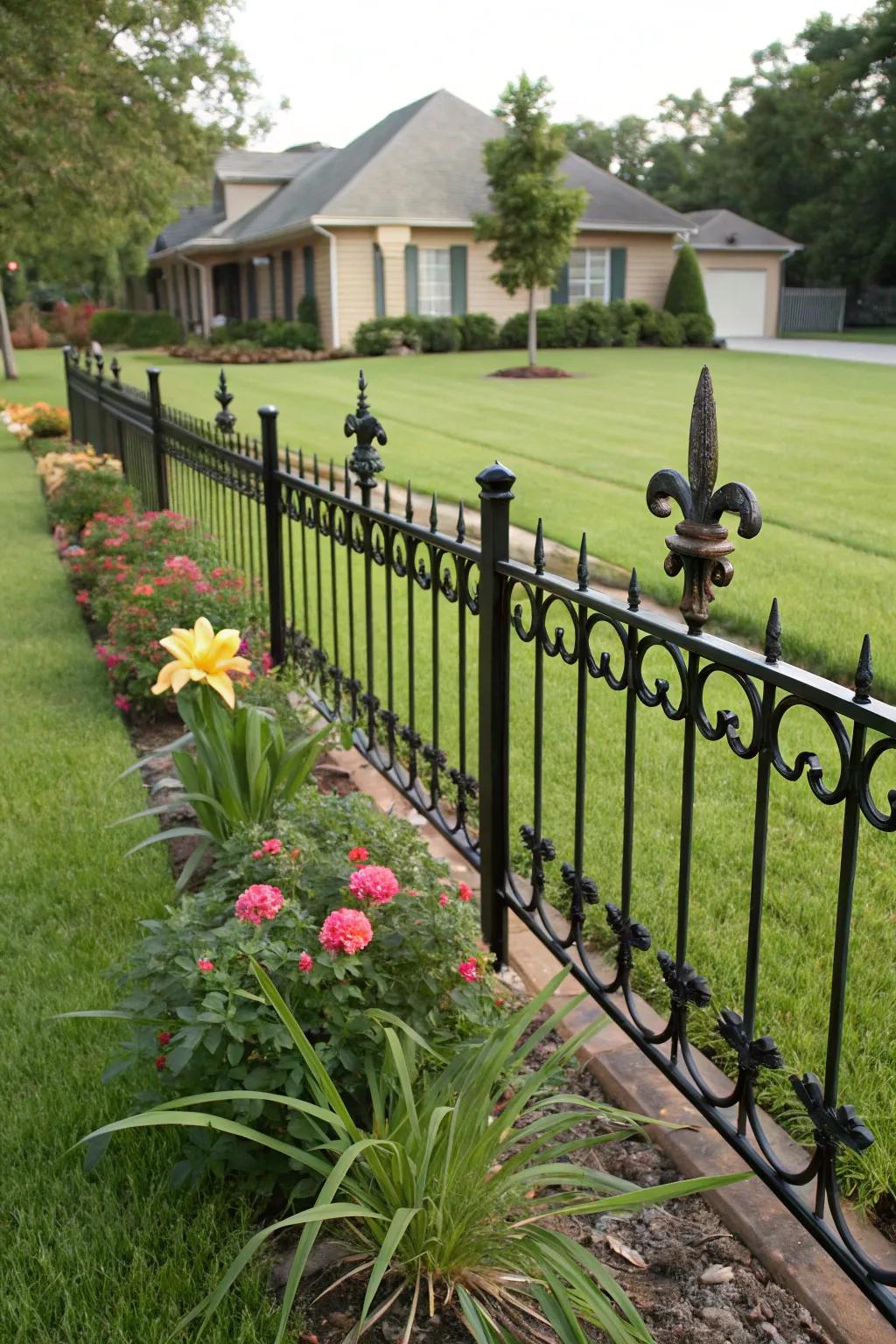 A metallic barrier with Floral Emblem design elements offering a royal touch.