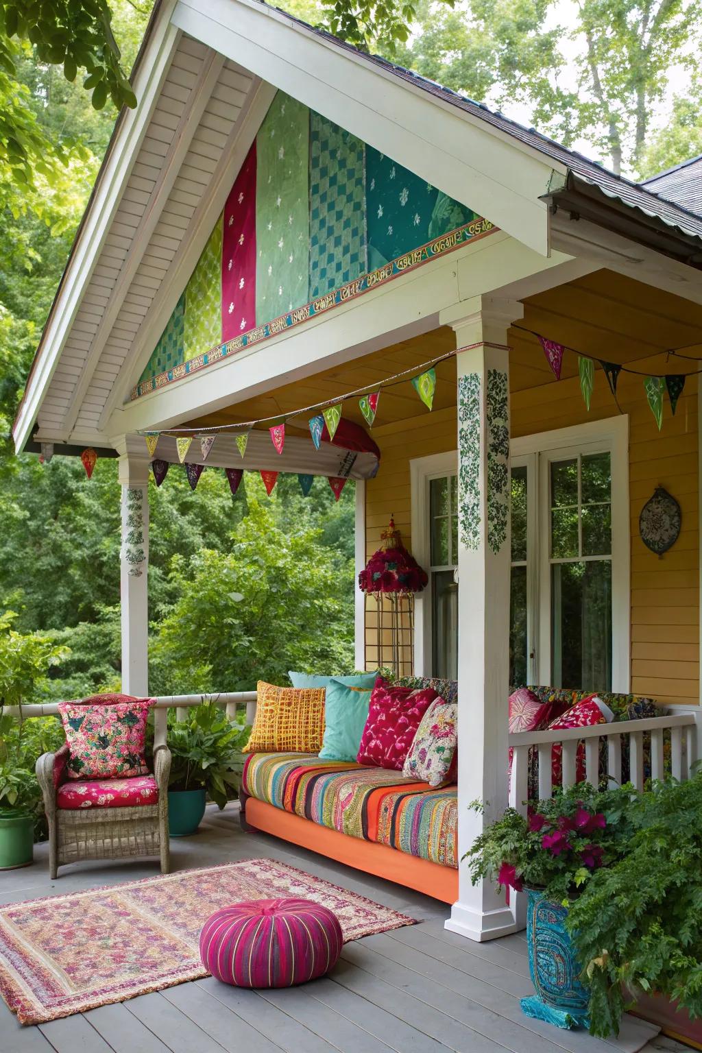 A porch vibrant with color and imaginative expression.