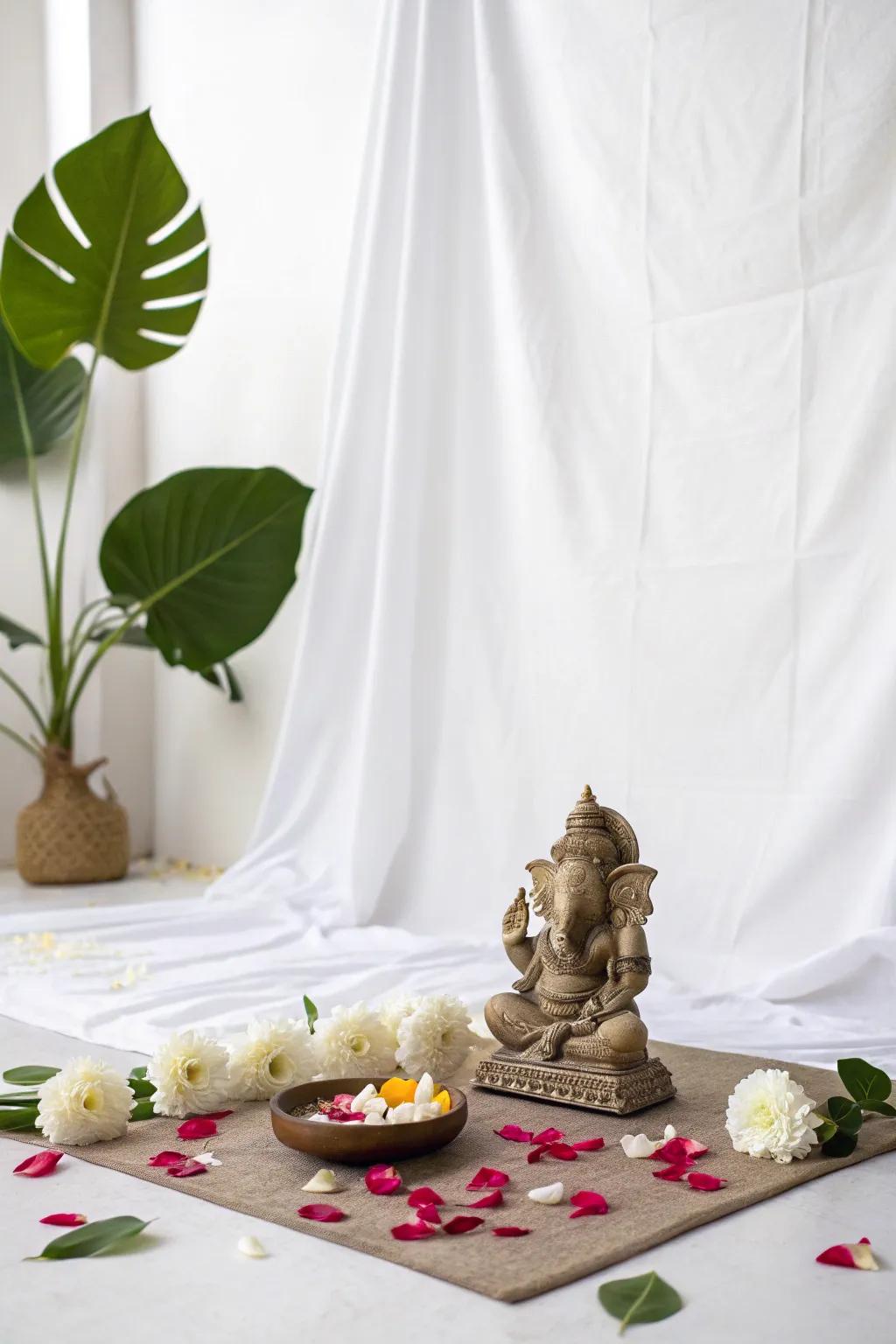 Simplicity at its finest for a serene Ganpati celebration.