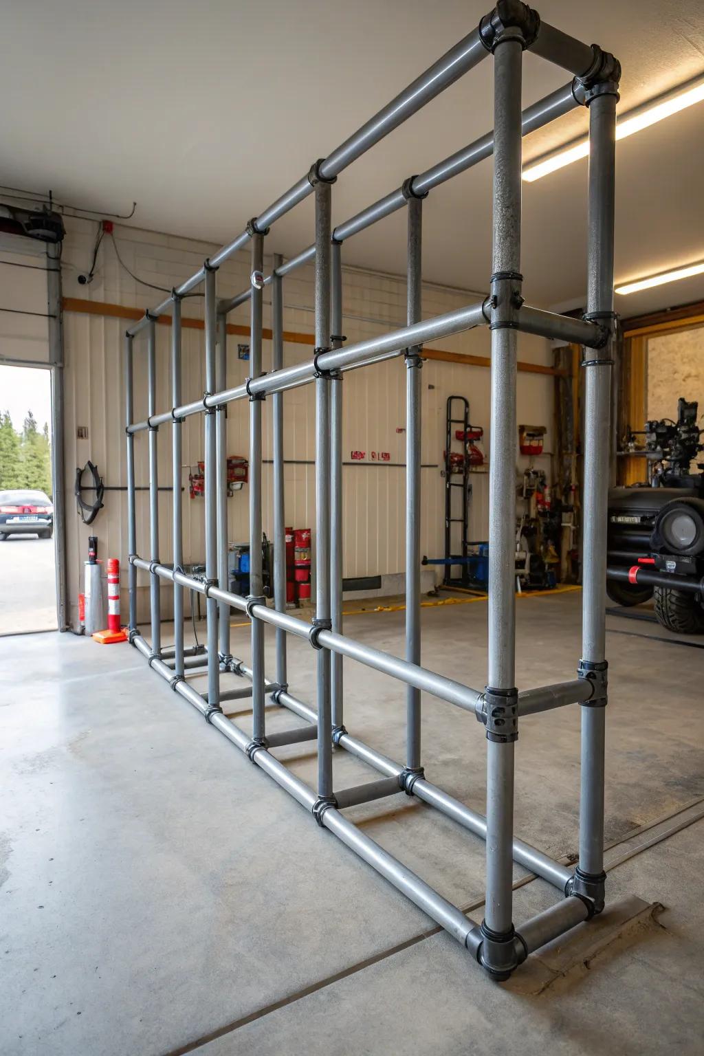Factory pipeline dividers contribute a distinctive and solid aesthetic.