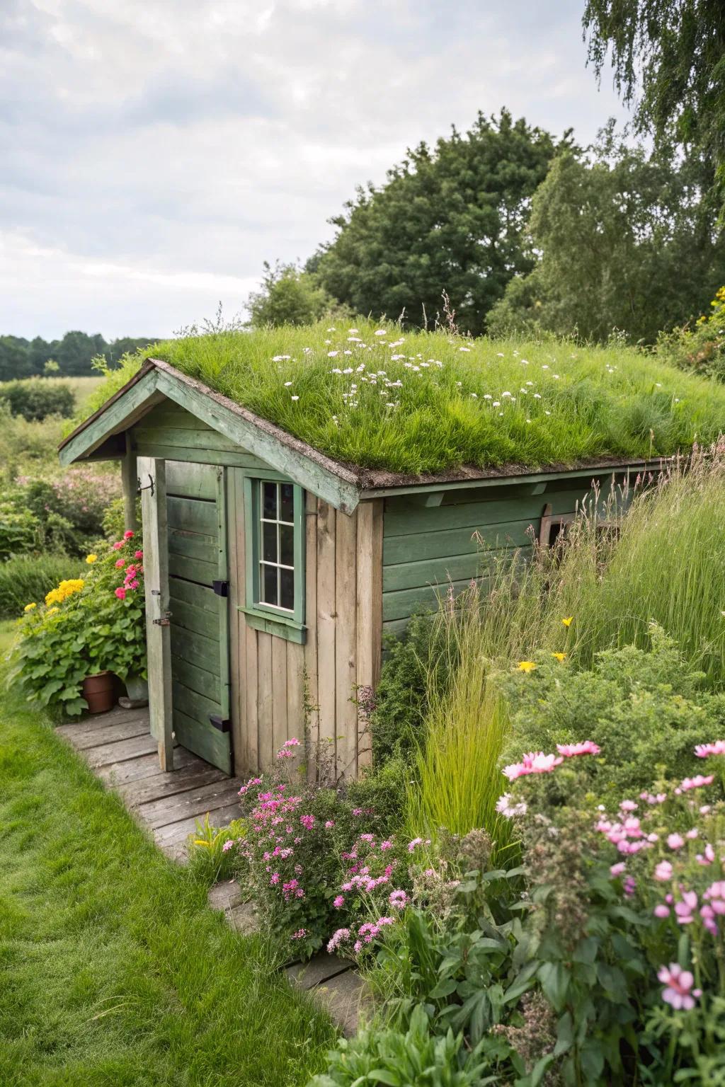 Living roofs add a layer of verdant charm and soften structural edges.