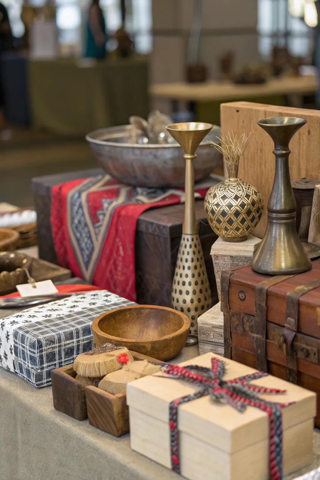 Design a memorable and inviting gift display using a mix of feels.