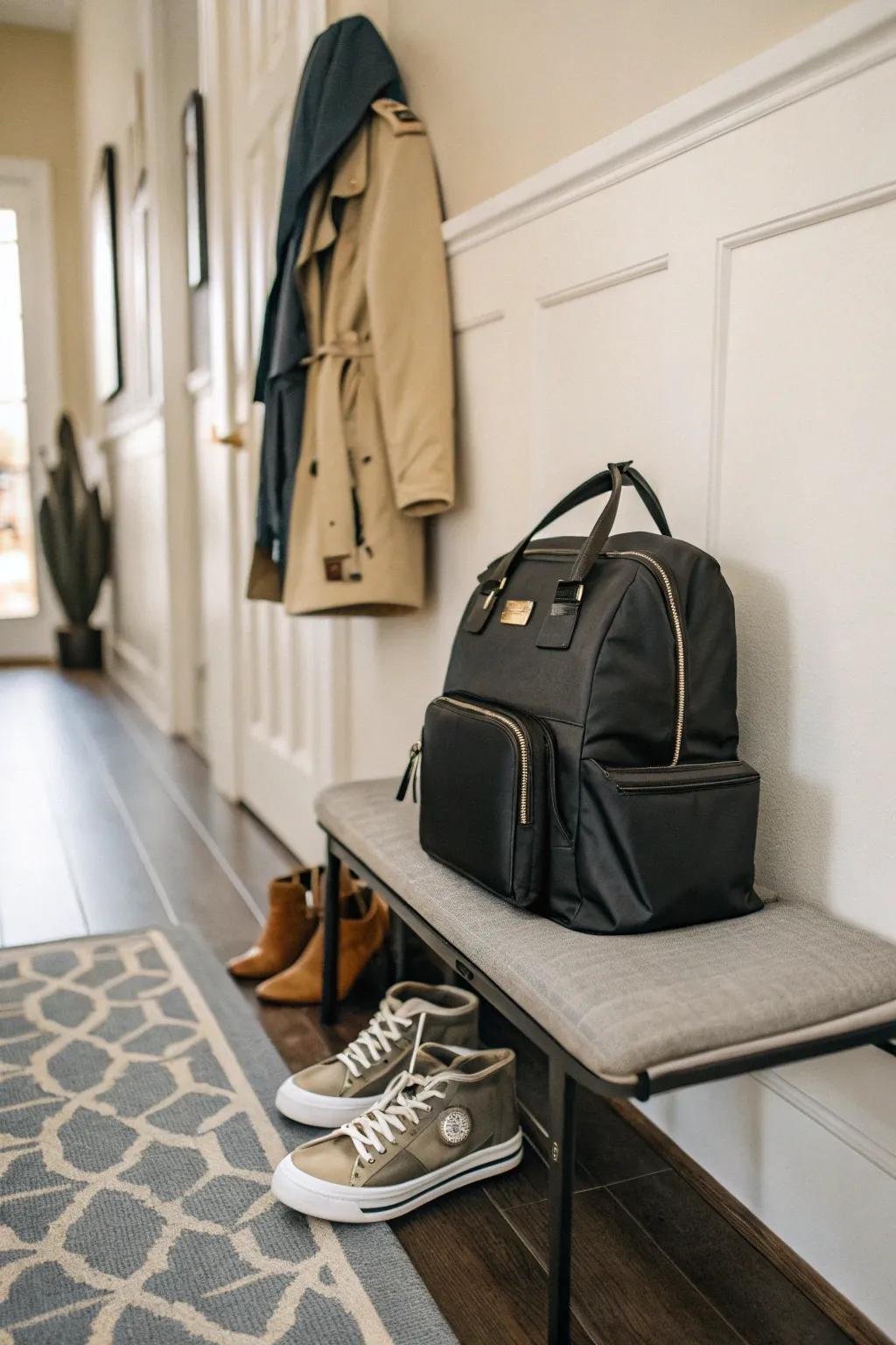 Combine style and functionality with a sleek diaper backpack.