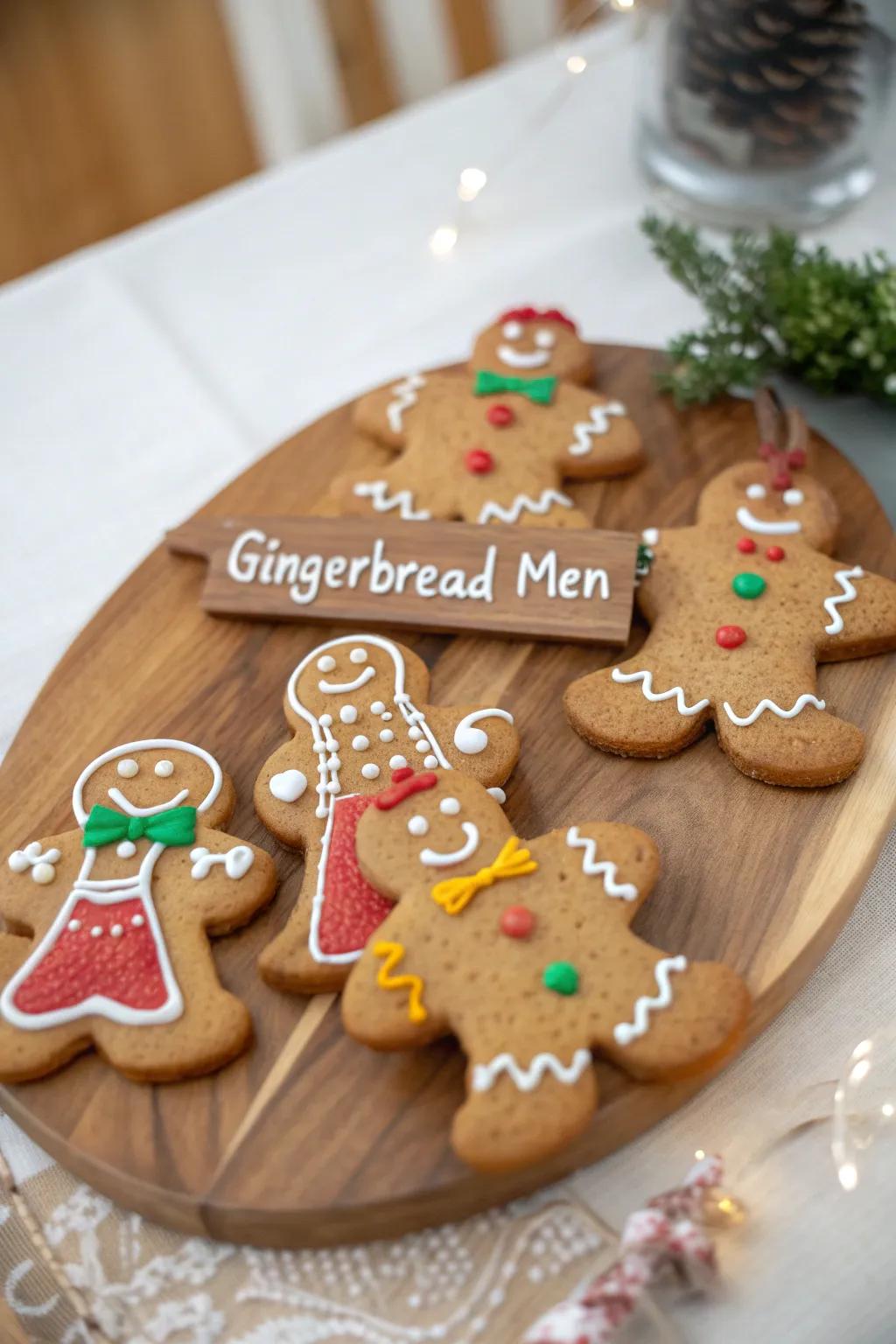 Gingerbread men featuring personalized messages for a custom touch.