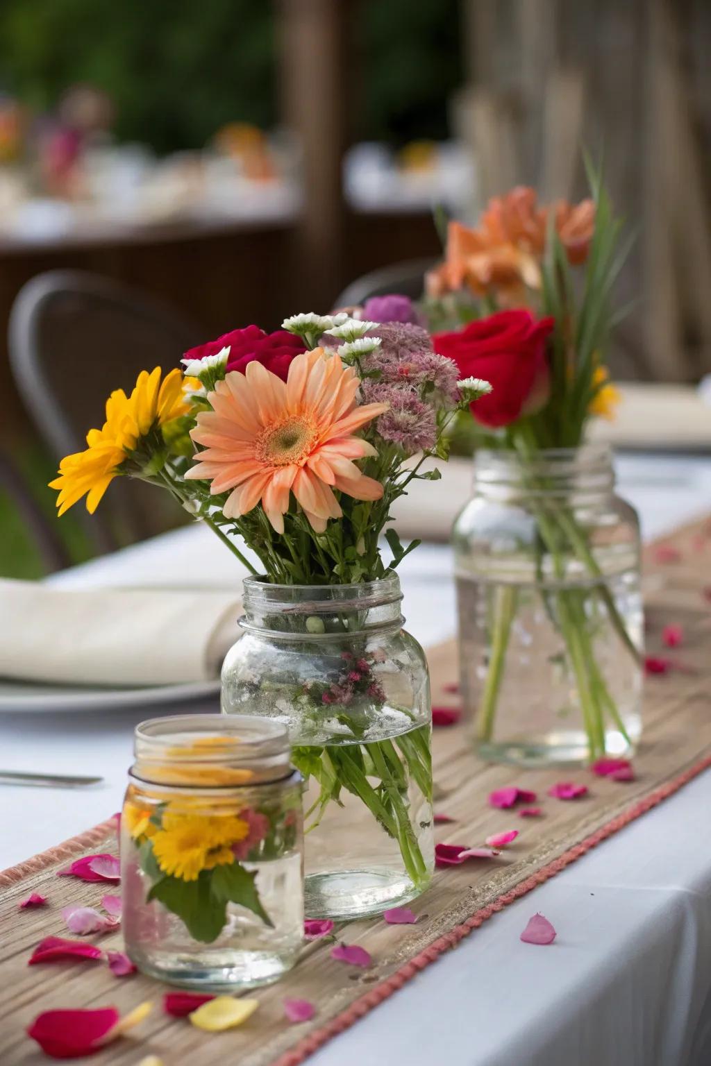 Aqueous sprouts within containers make for captivating table centerpieces.