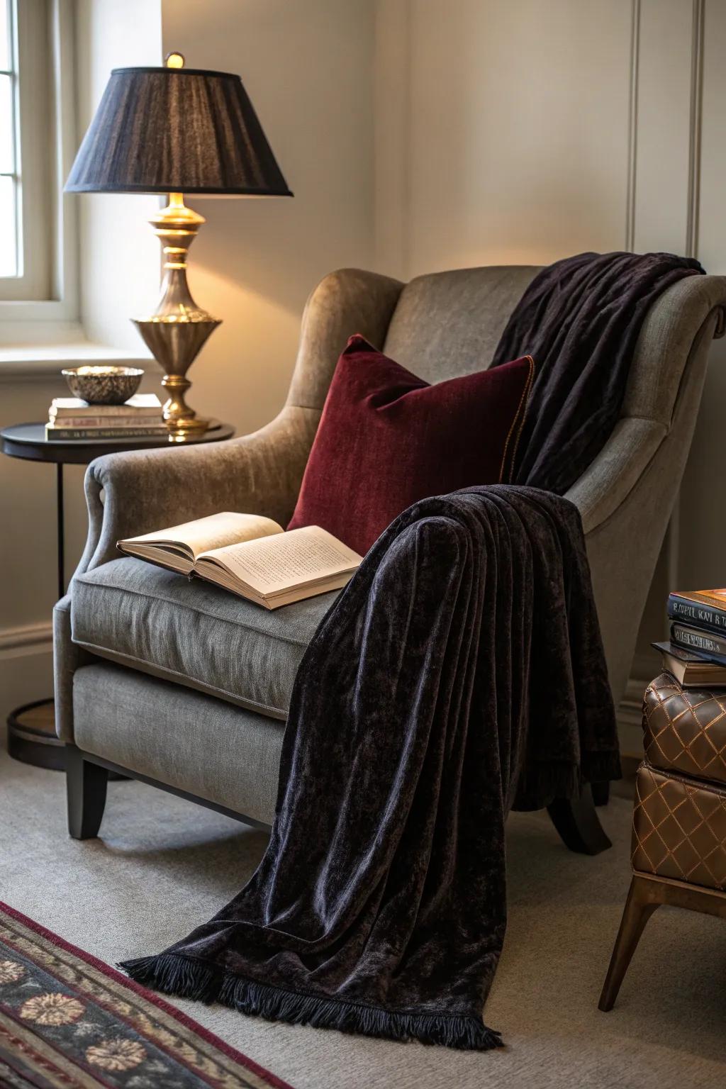 An inviting nook where gothic meets comfort.