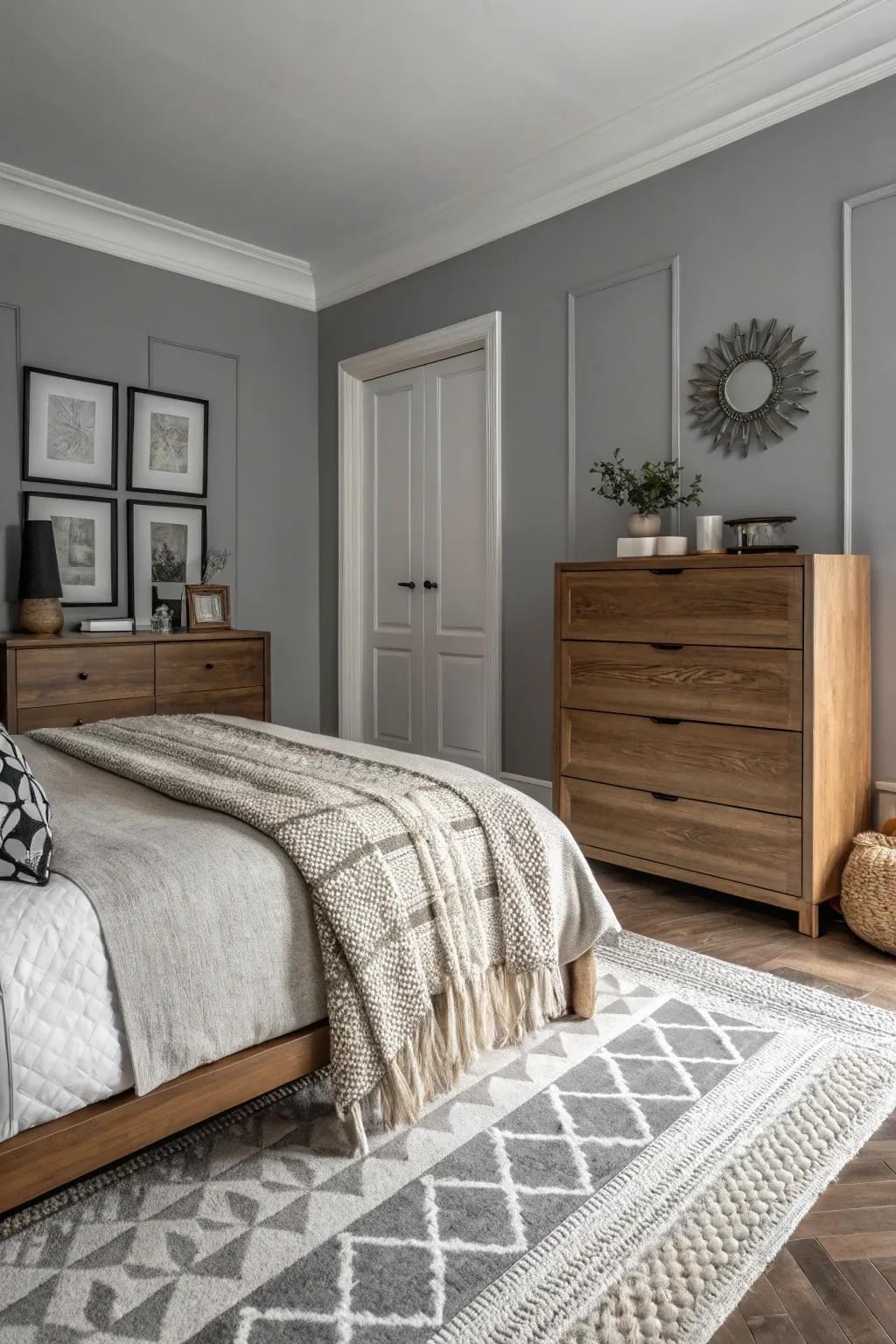 Monochromatic elegance achieved through varied textures.