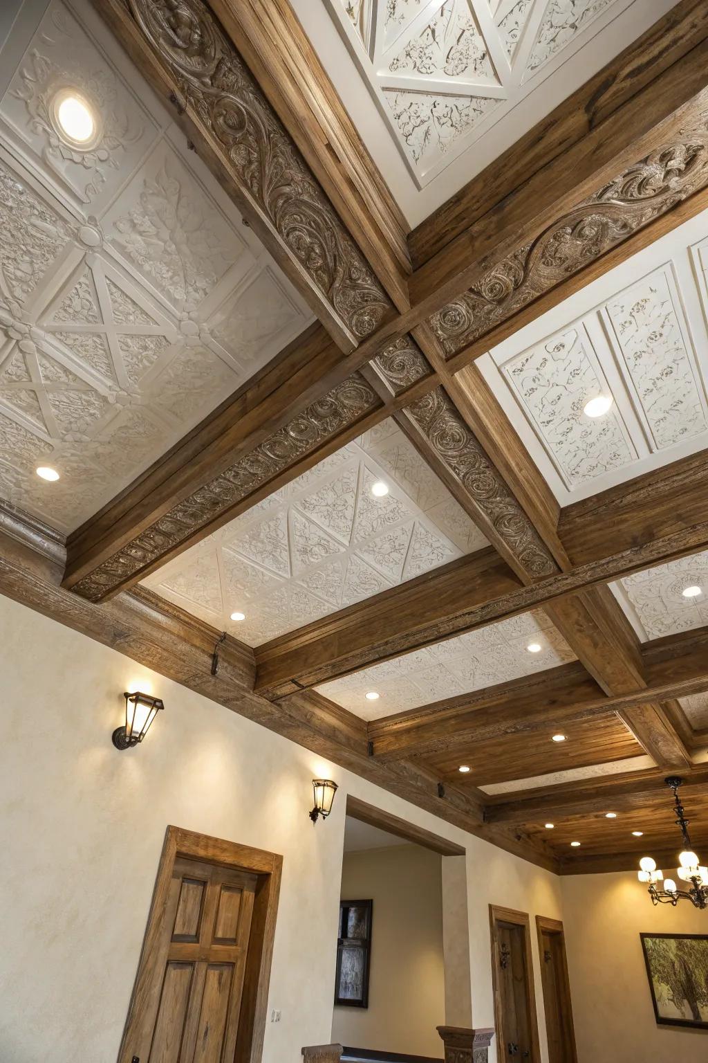 Varying textures add depth and visual interest to ceilings.