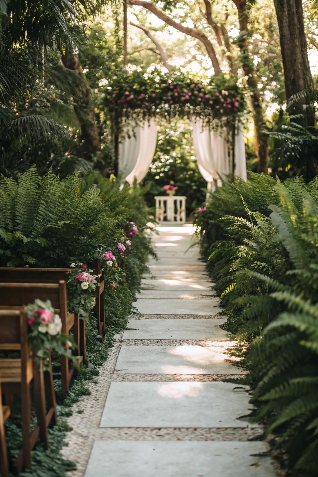 A lush path creating a natural route for the ceremony.