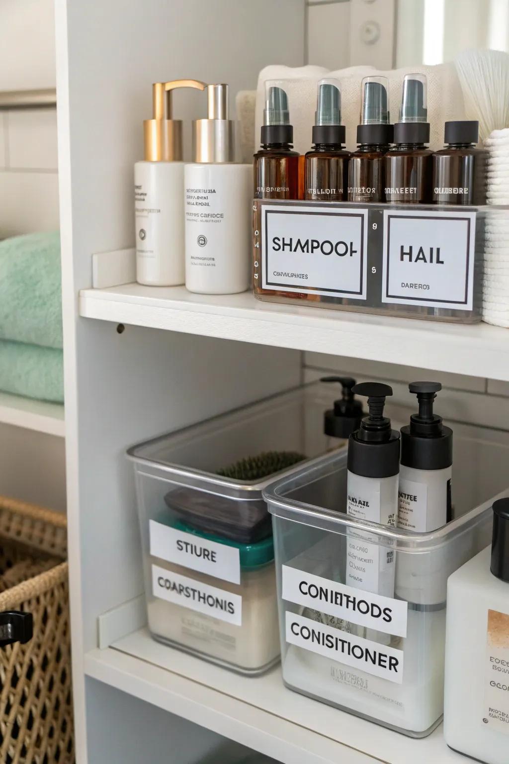 Effortless organization with clearly labeled storage containers.