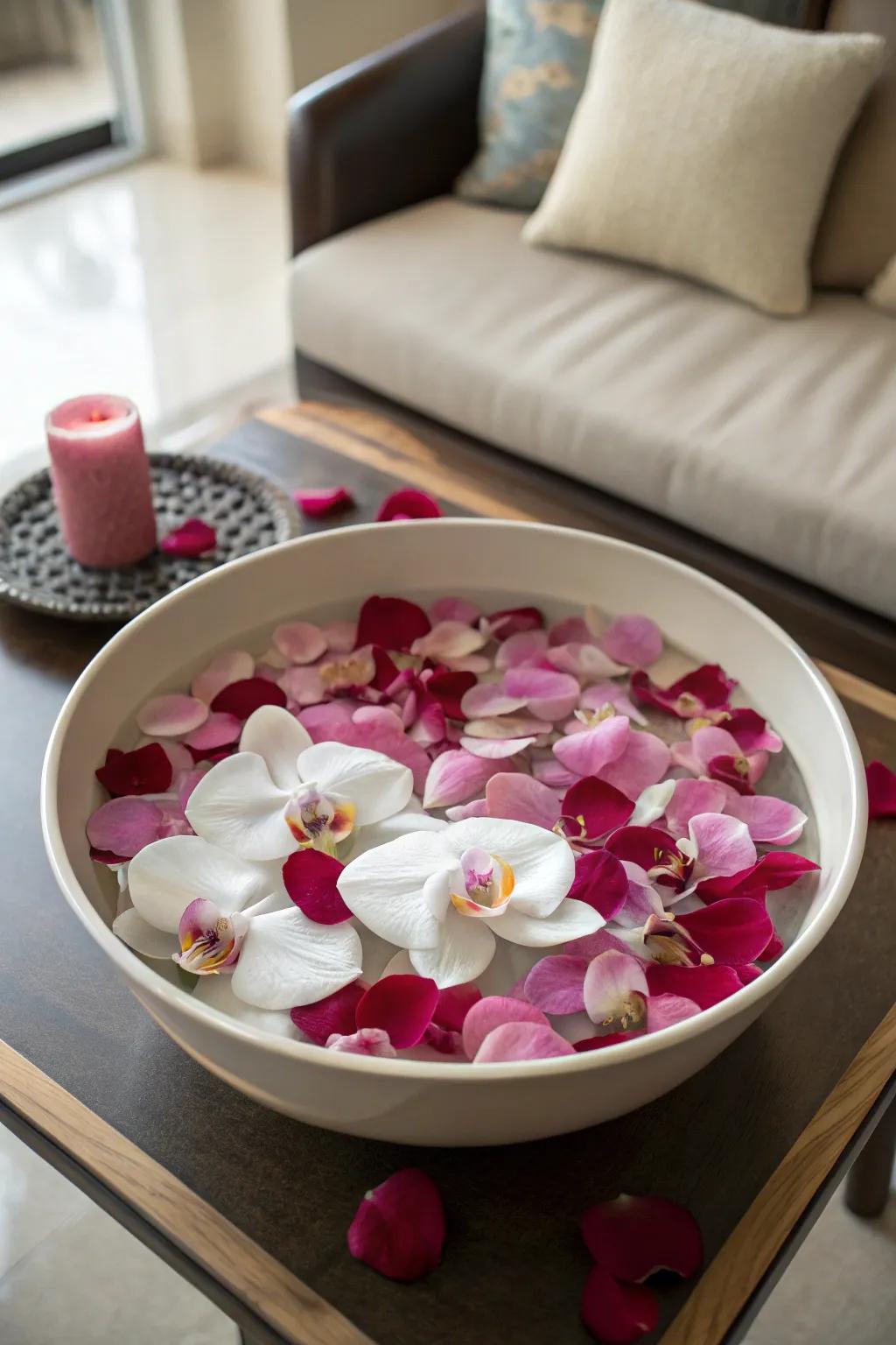 Floating blossoms fashion a dreamy, ethereal addition to any space.