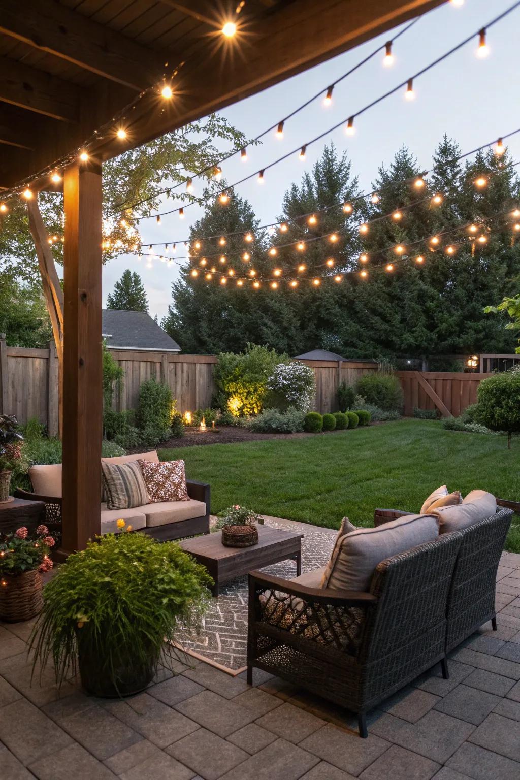 String lights impart a sense of magic to any outdoor space.
