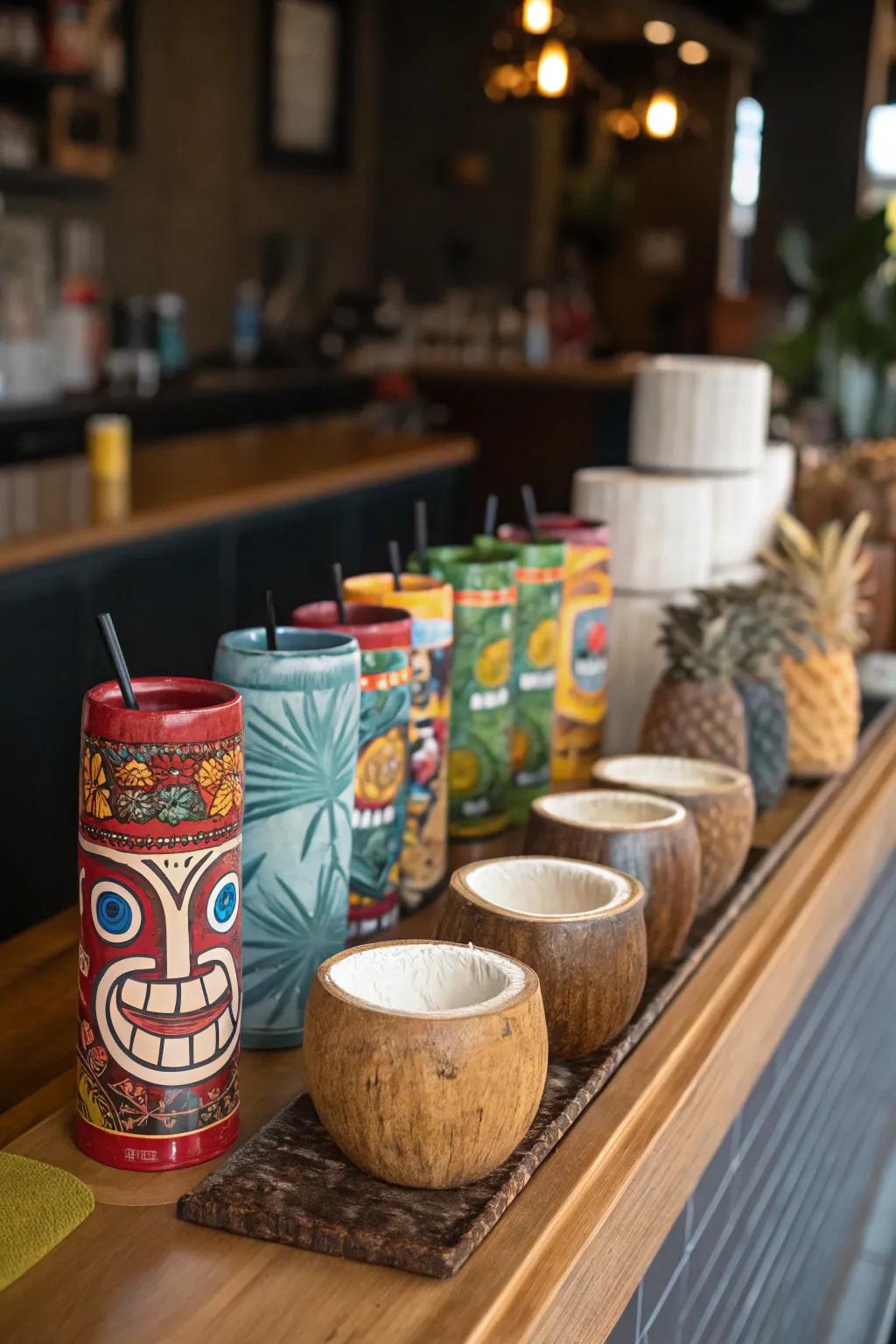 Exotic serving ware introduces flair to your drinks.