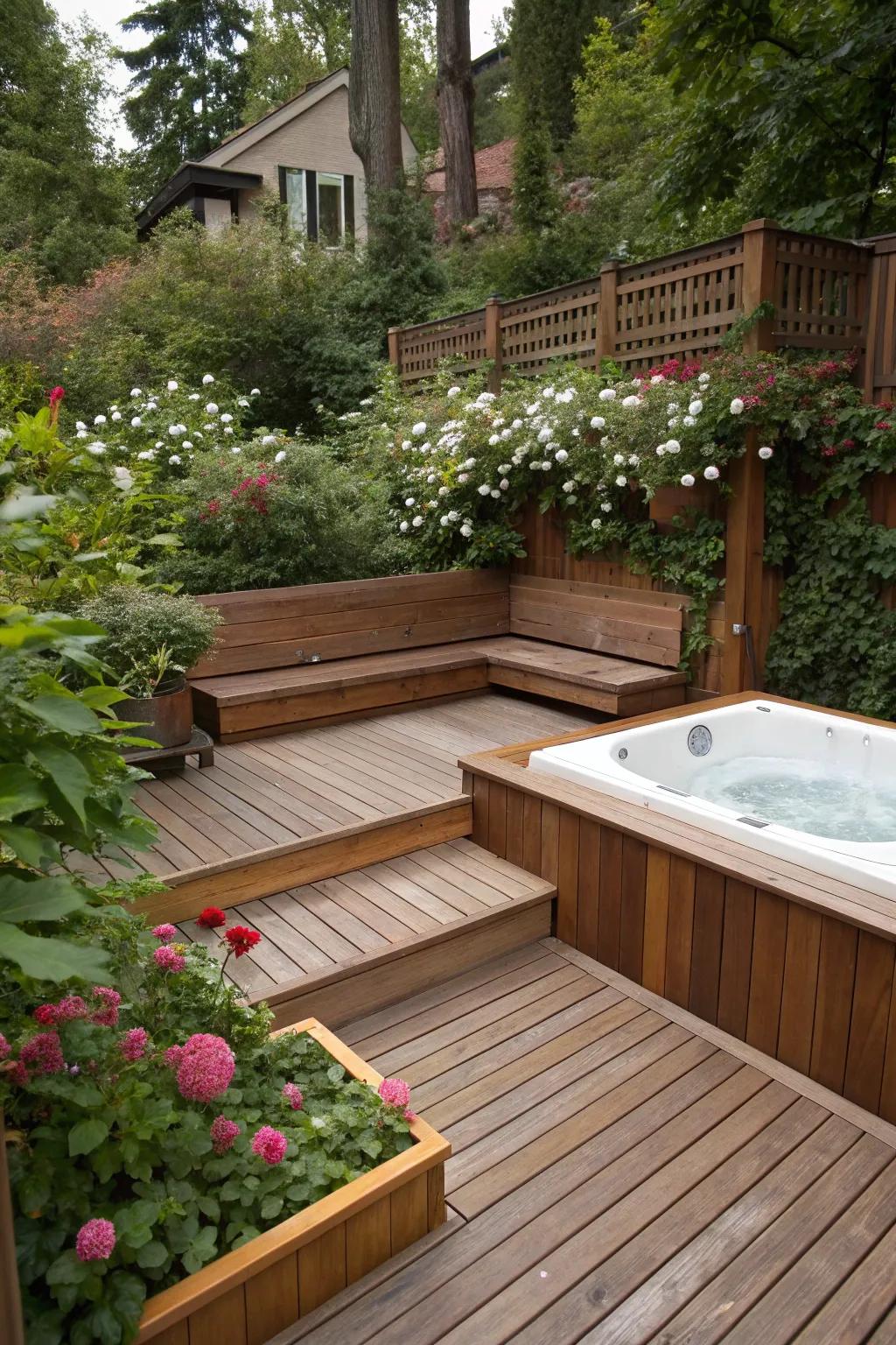 Built-in benches supply fluid design and functionality.