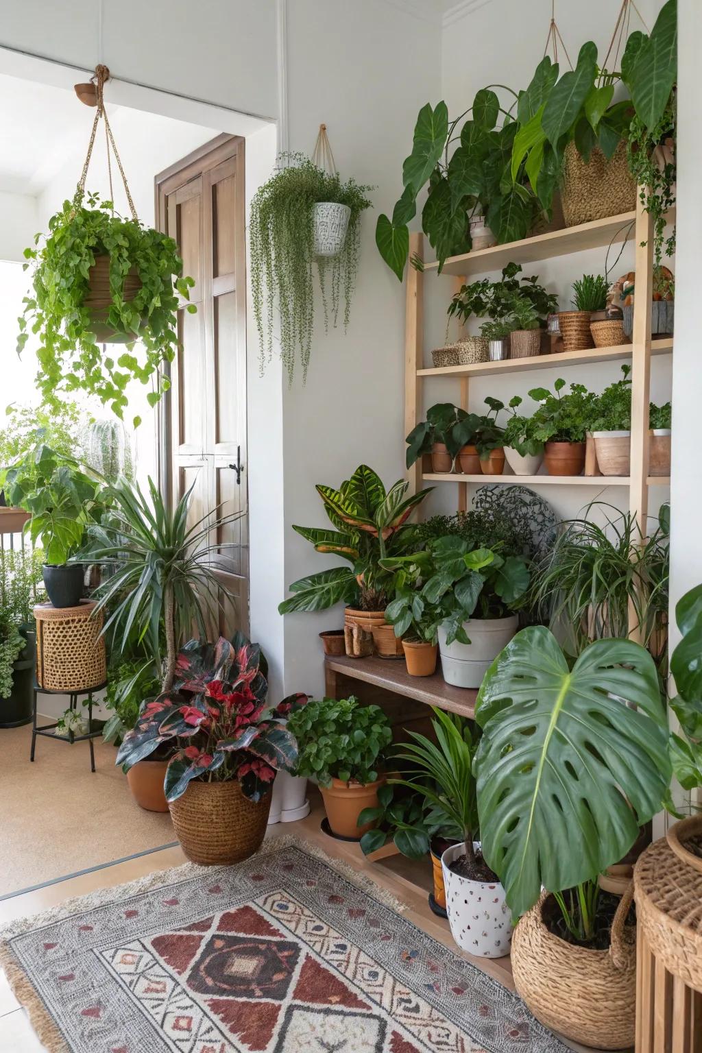 A variety of plant species results in an eye-catching display.