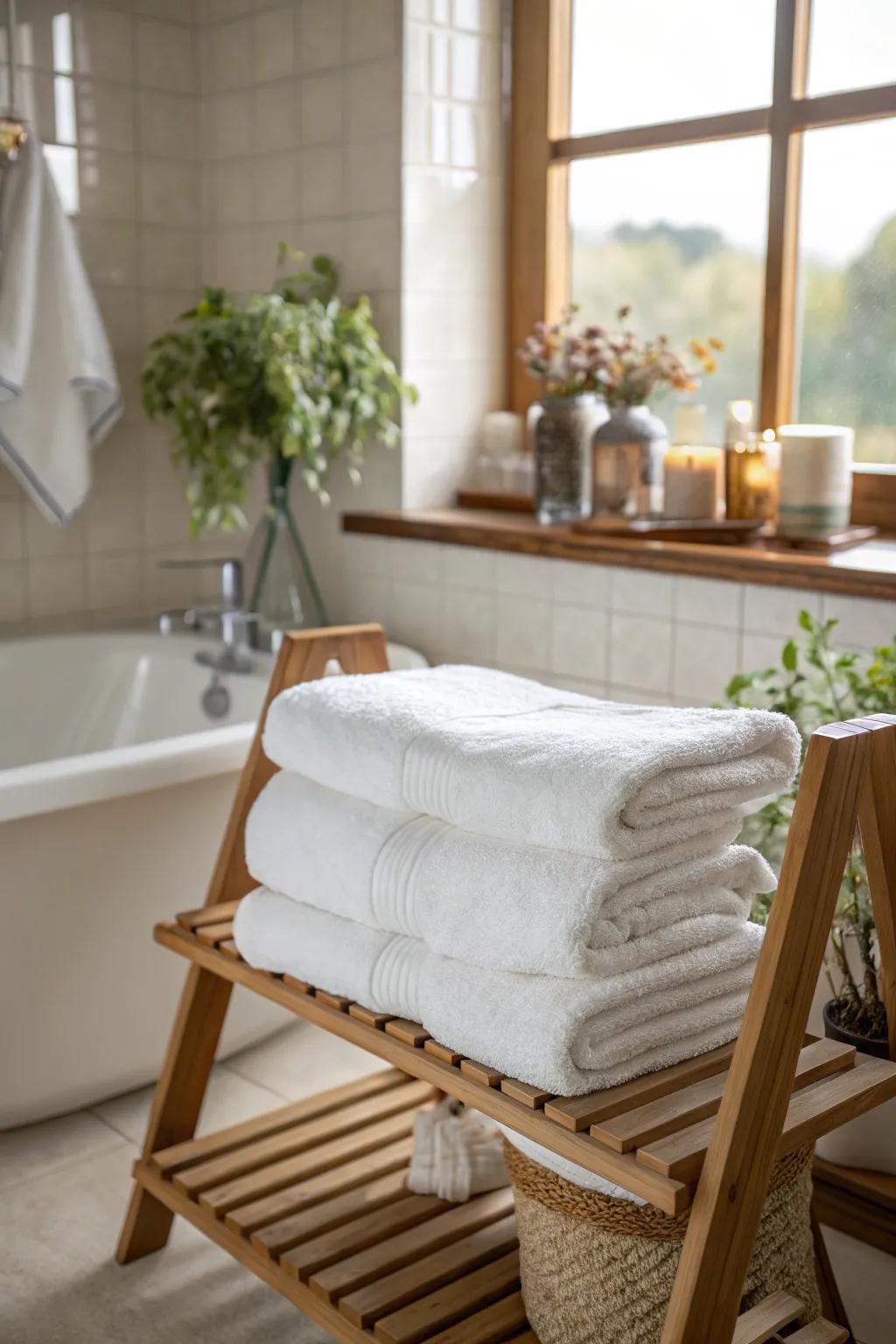 Plush drying textiles, turning everyday routines into a spa-like indulgence.
