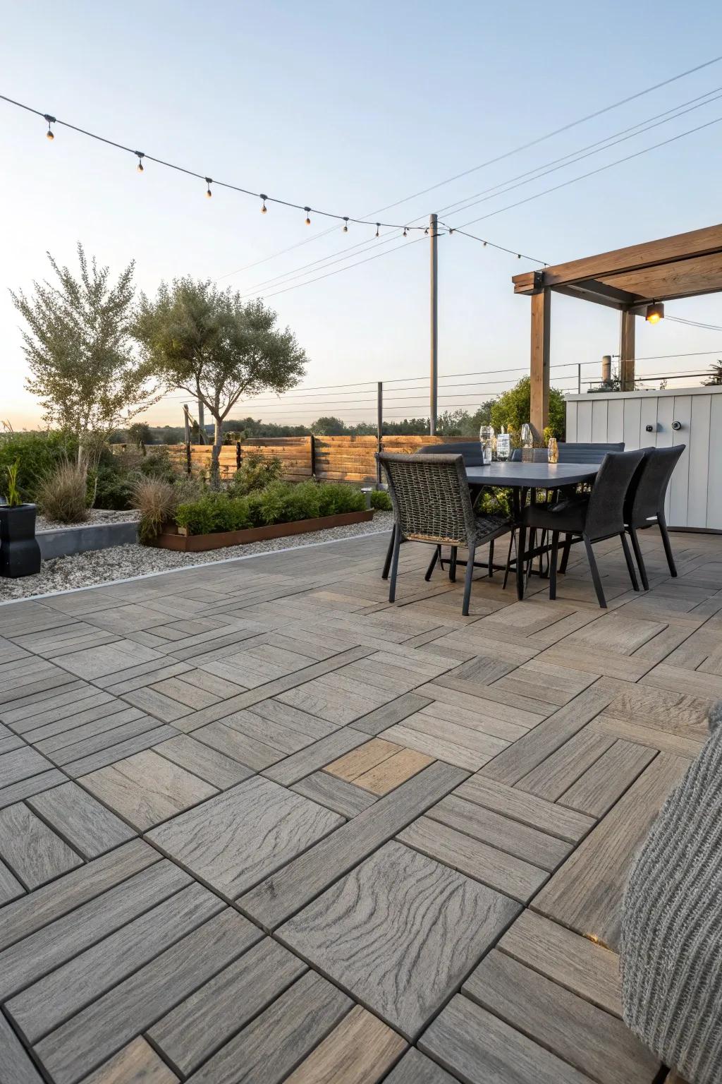 Snap-together tiles are a simple yet effective way to cover your patio.