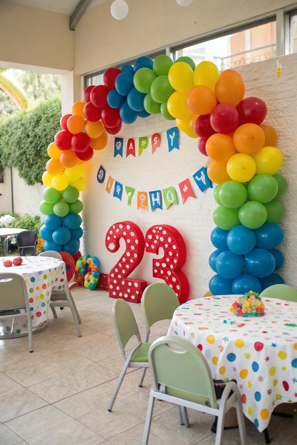 Themed balloon ornaments bring a unique touch to a birthday gathering.