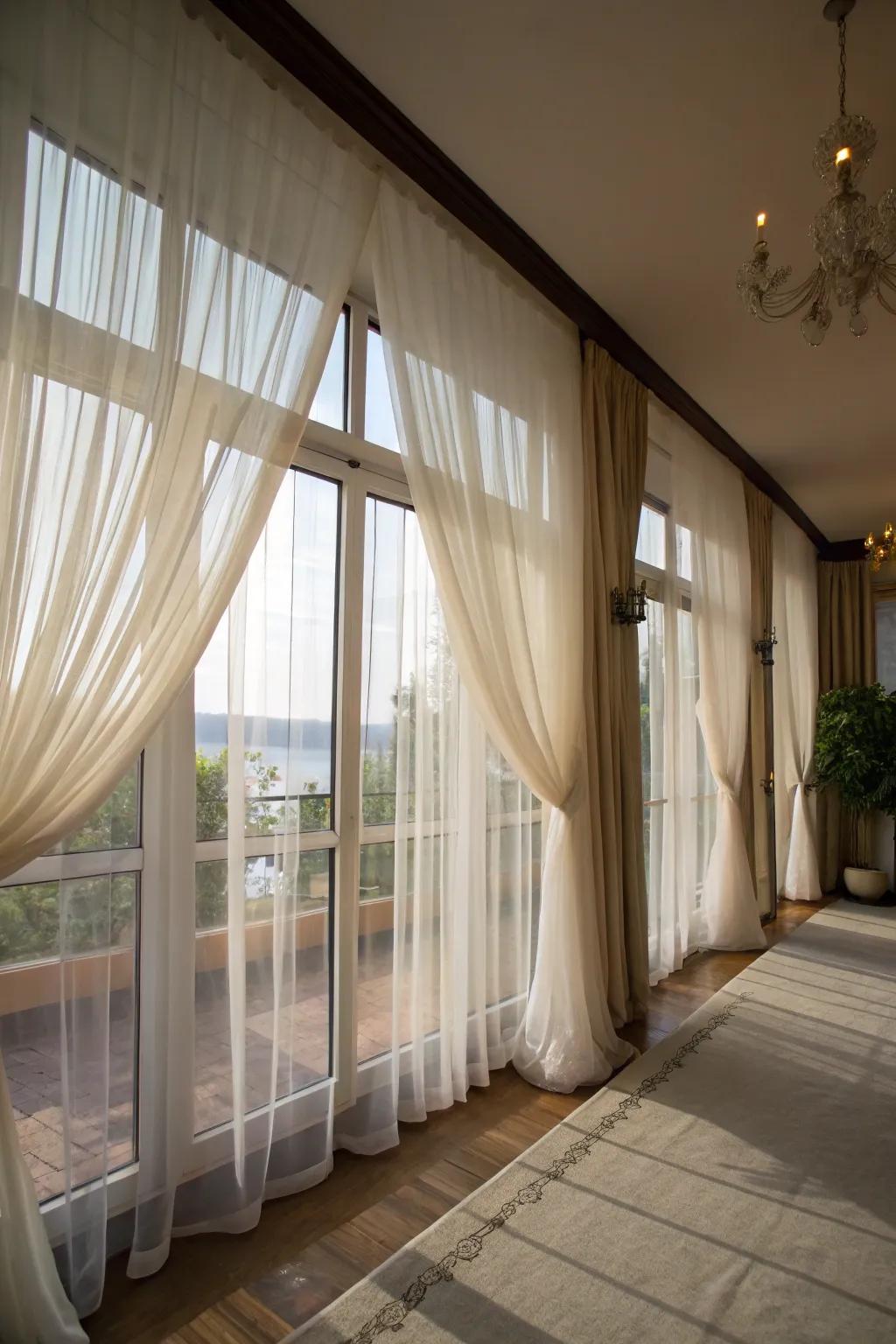 Drapes gracefully enhance the view and contribute softness