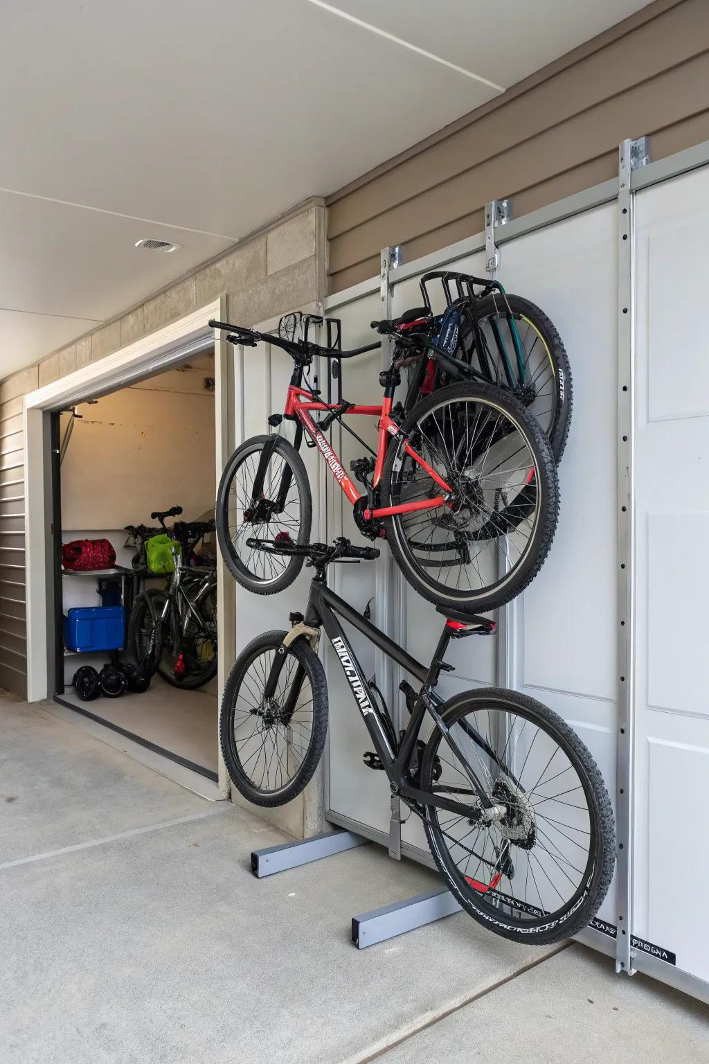 Folding wall racks increase space when not in service.