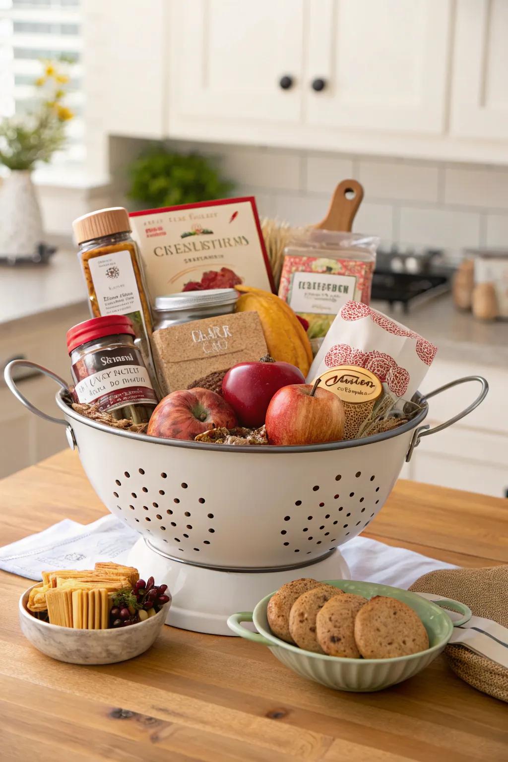 Unique containers add a spark of creativity to your gift baskets.