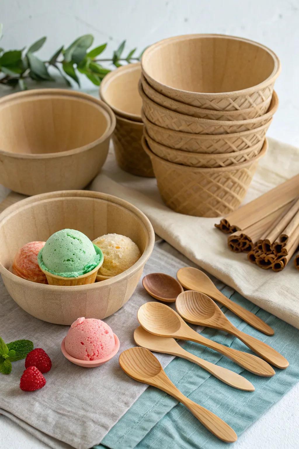 Eco-conscious serving supplies offer style with sustainability.
