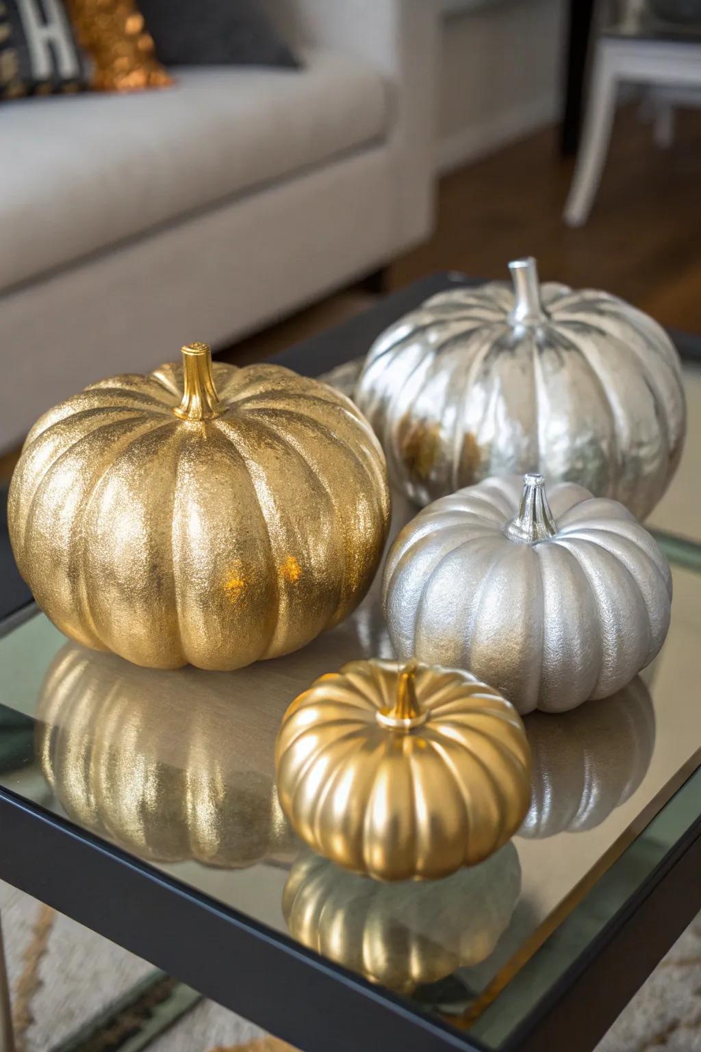 Metallic pumpkins that add a modern and luxurious touch.