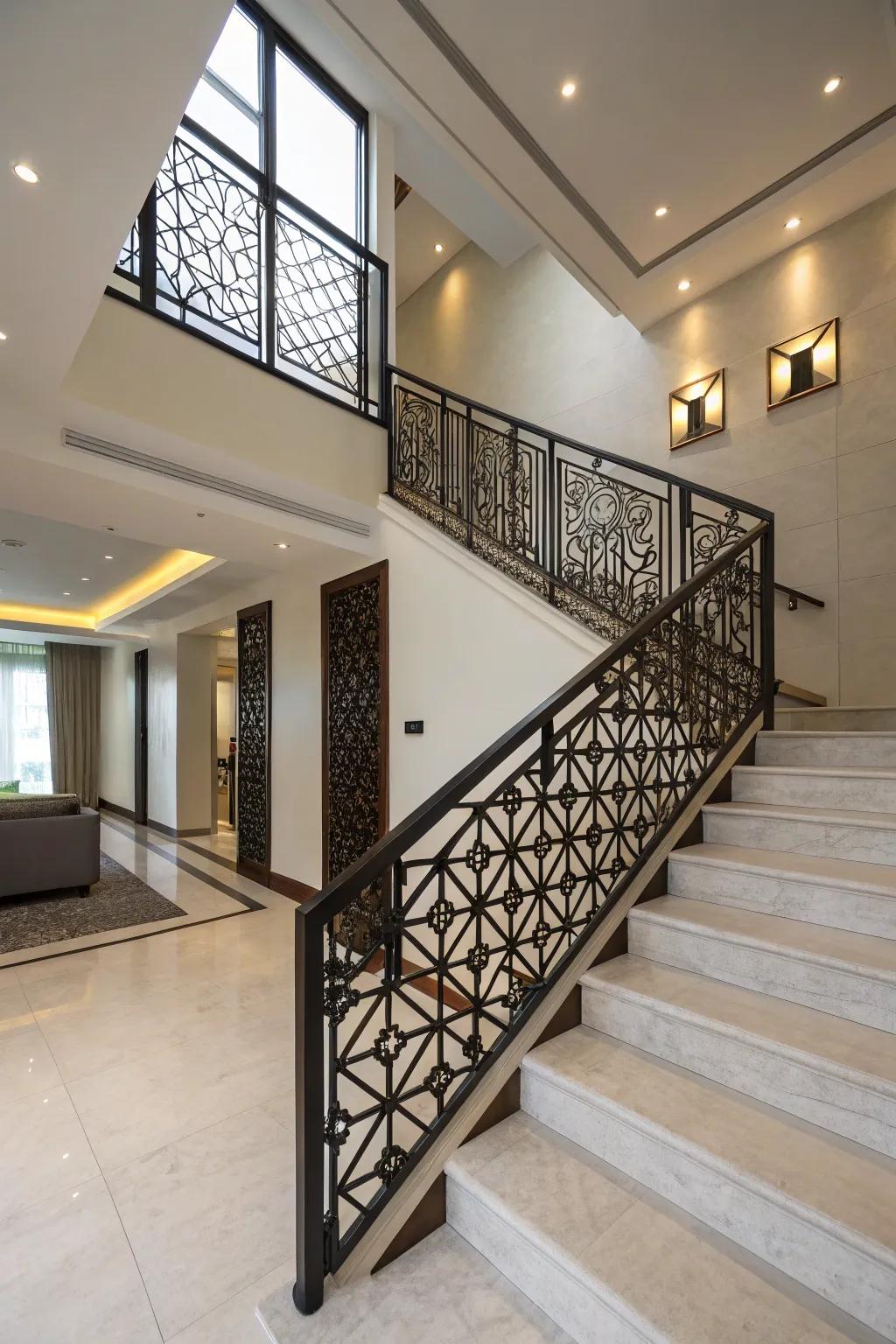 Shaped pattern railings make a striking design statement.