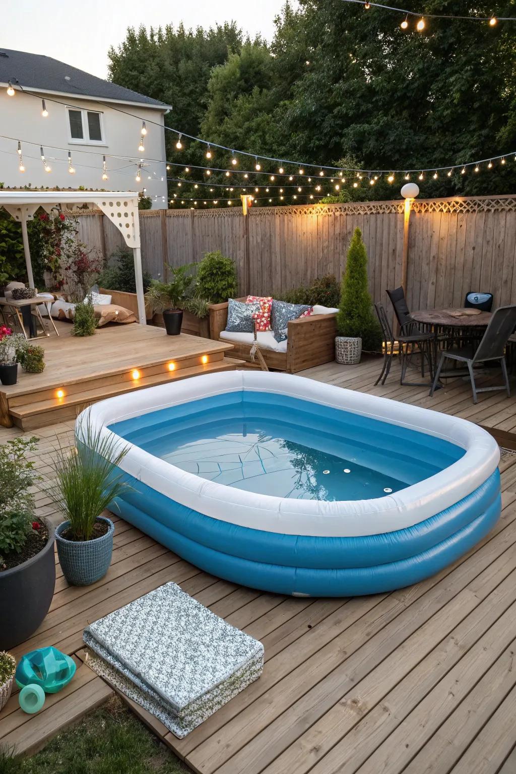 A chic and elevated pool arrangement for a contemporary backyard.