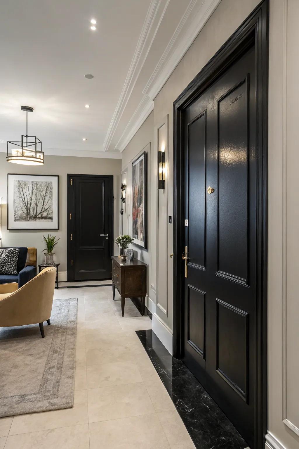 Ebony doors delivering an ageless elegance.