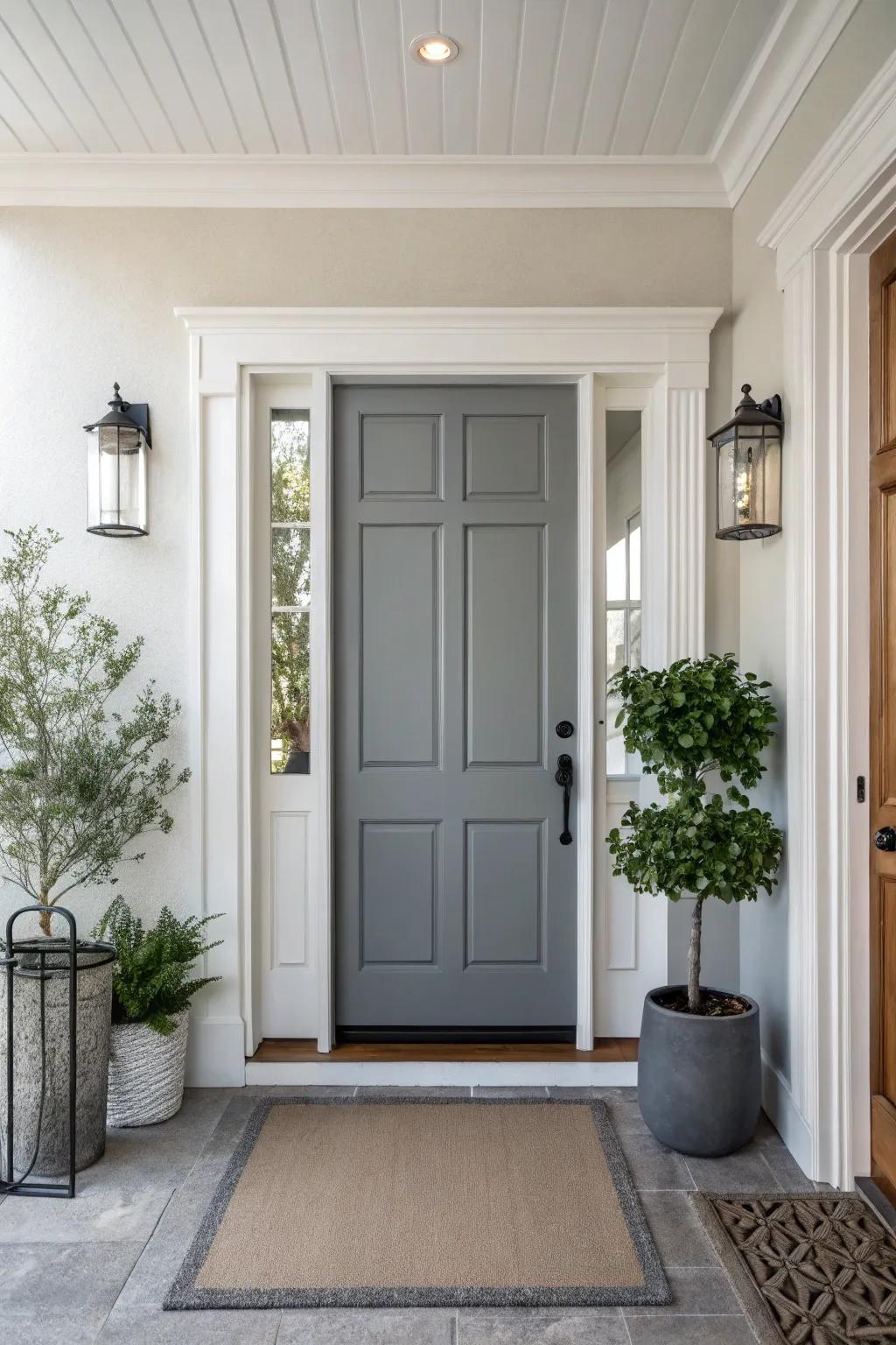 A modern ash door adds elegance to the entrance.