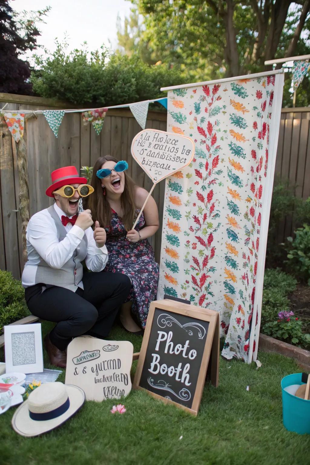 A DIY photo booth offers fun and memorable experiences for guests.