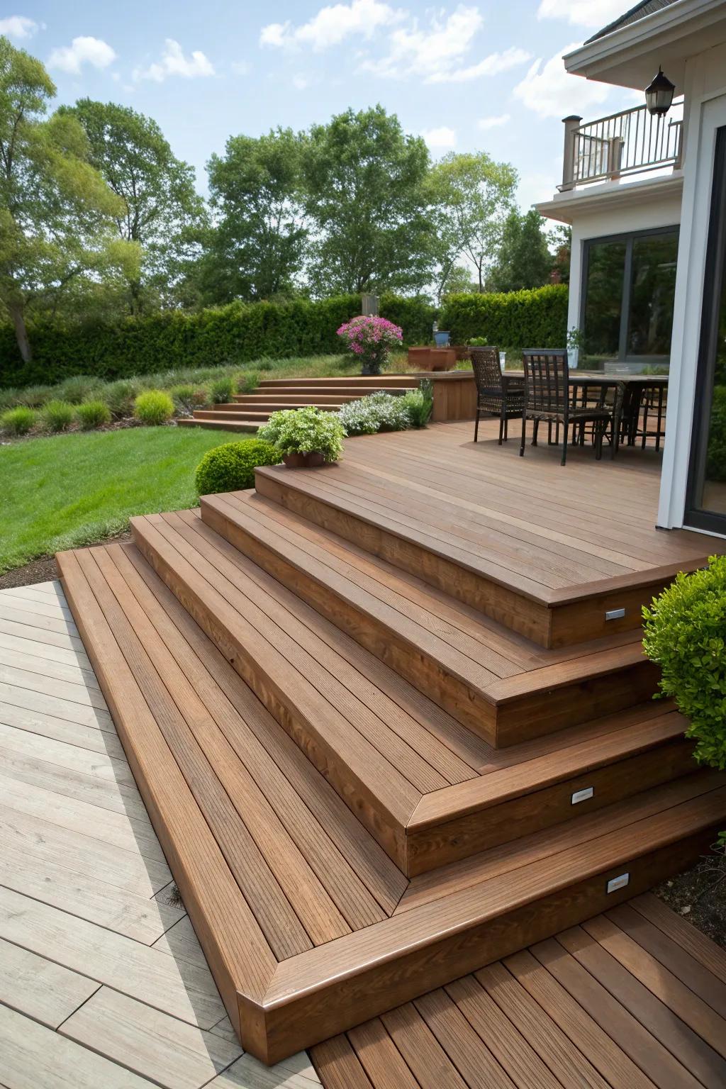 Steps and tiers introduce structure and style.