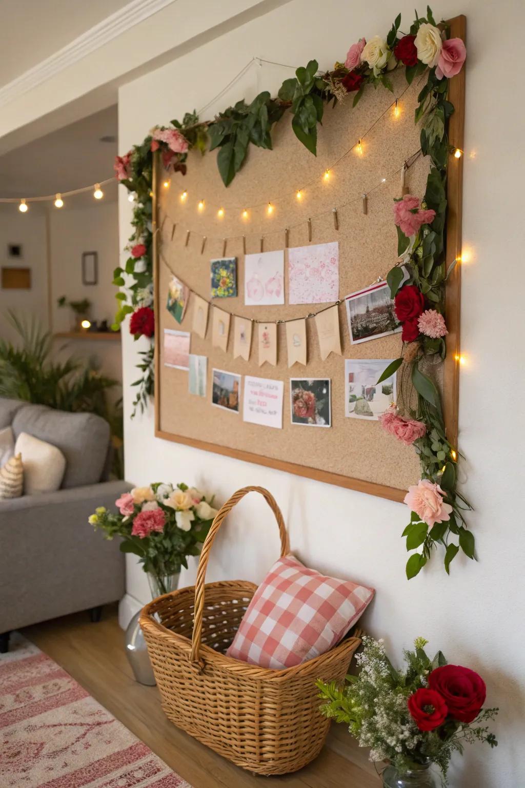 A garden party-themed display board with a hint of class.
