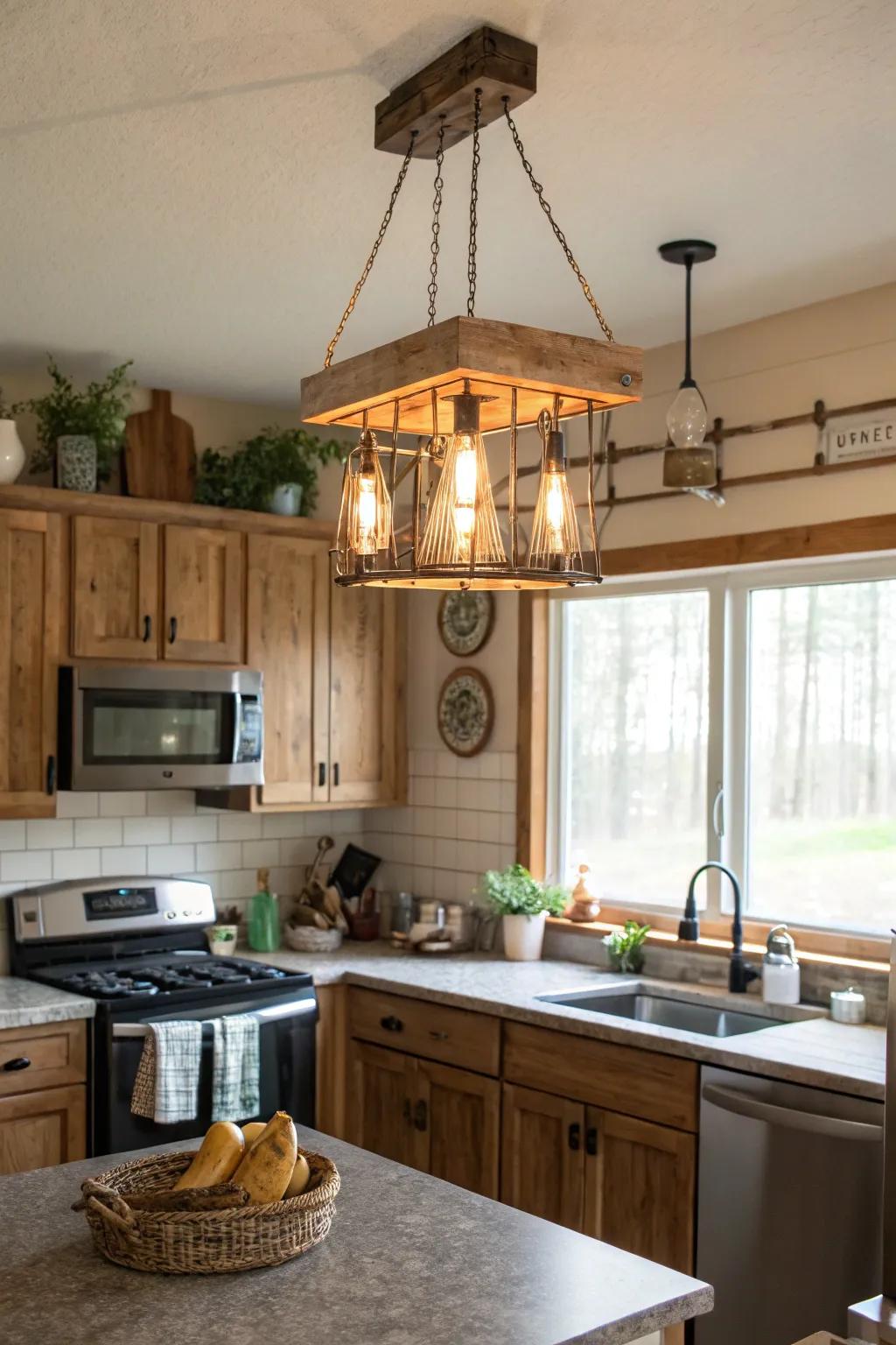 DIY lighting for a personalized kitchen touch.