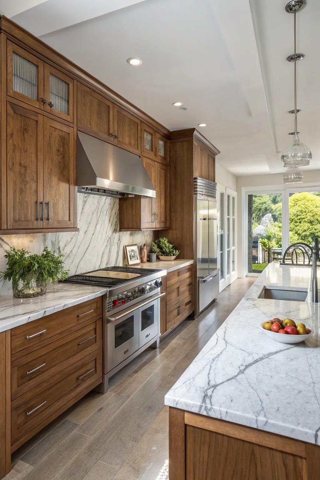 Combining different textures can make your kitchen look more visually appealing.