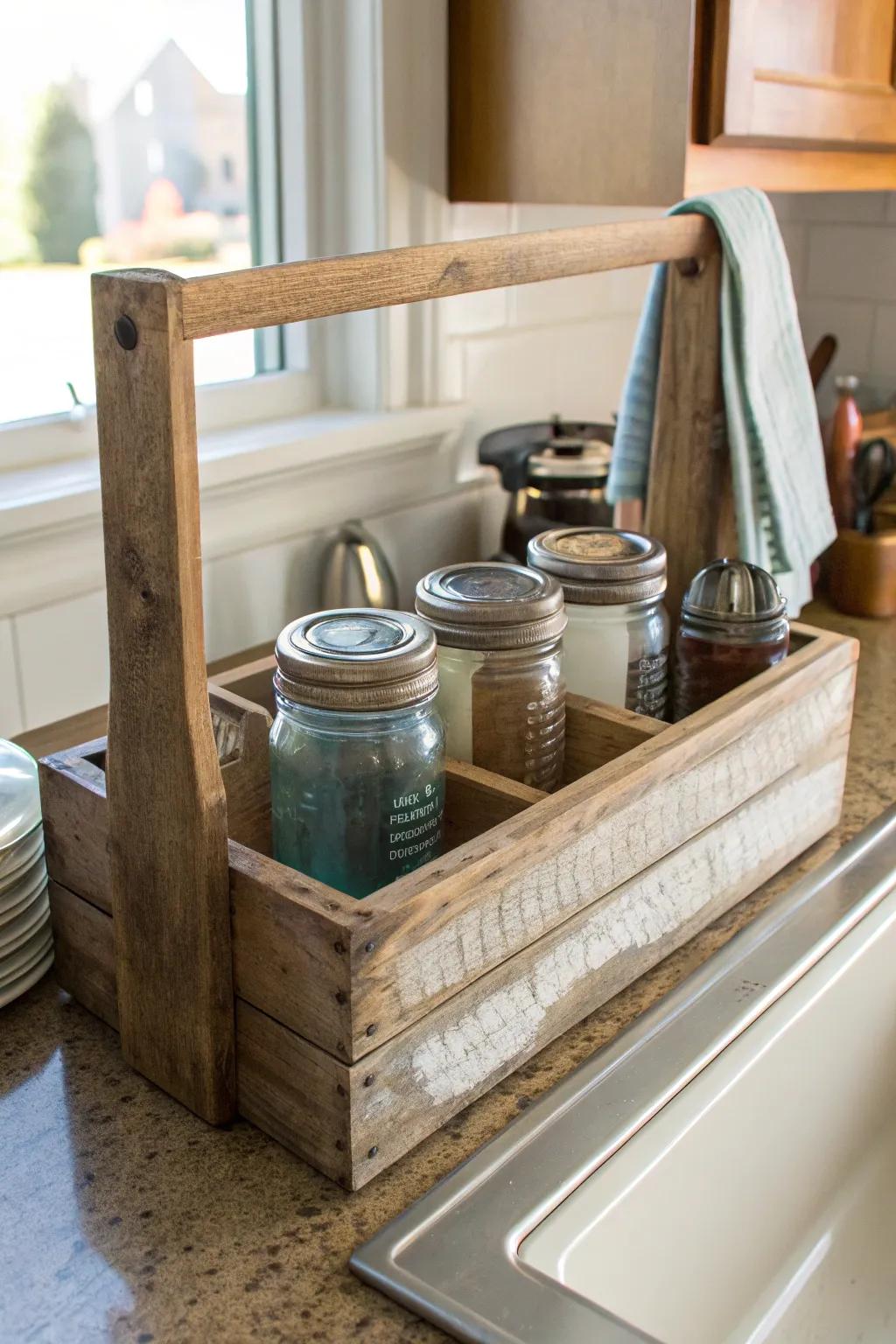 Add a personalized touch with a handcrafted sink station.