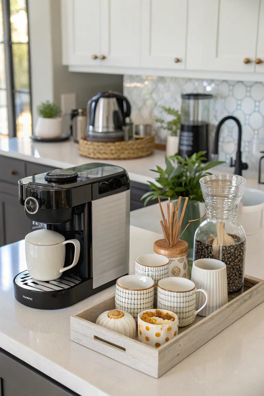 A coffee corner injects style and practicality into your kitchen.