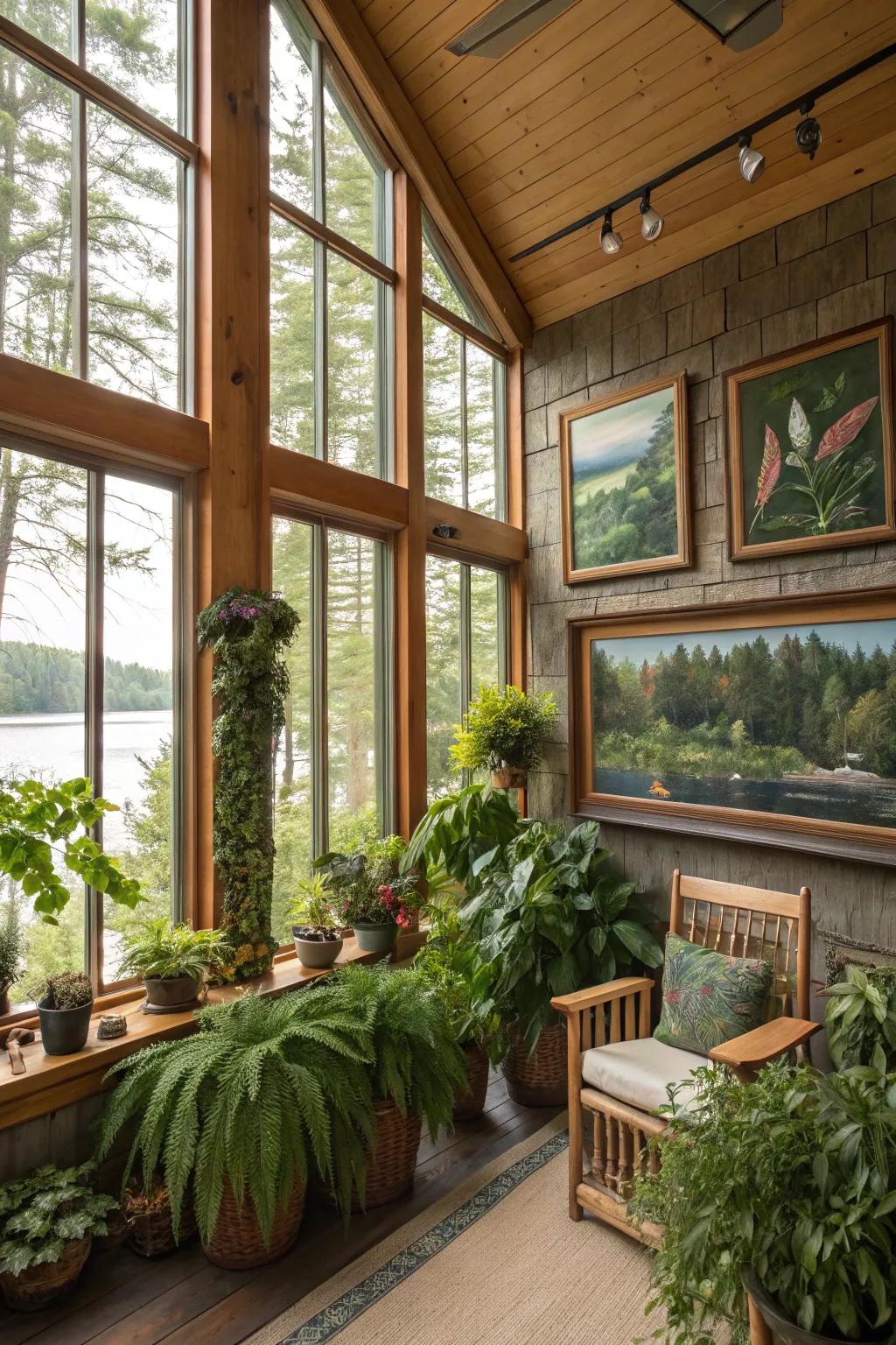 Nature-centric decor enhances the bond with the outdoors.
