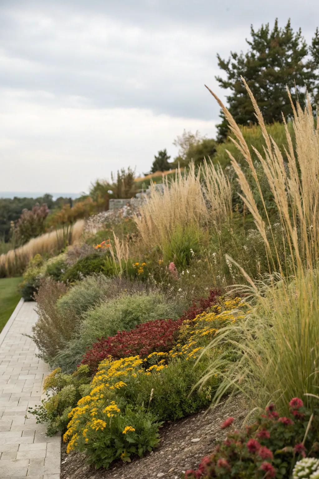 Tiered vegetation adds richness and interest to your garden.