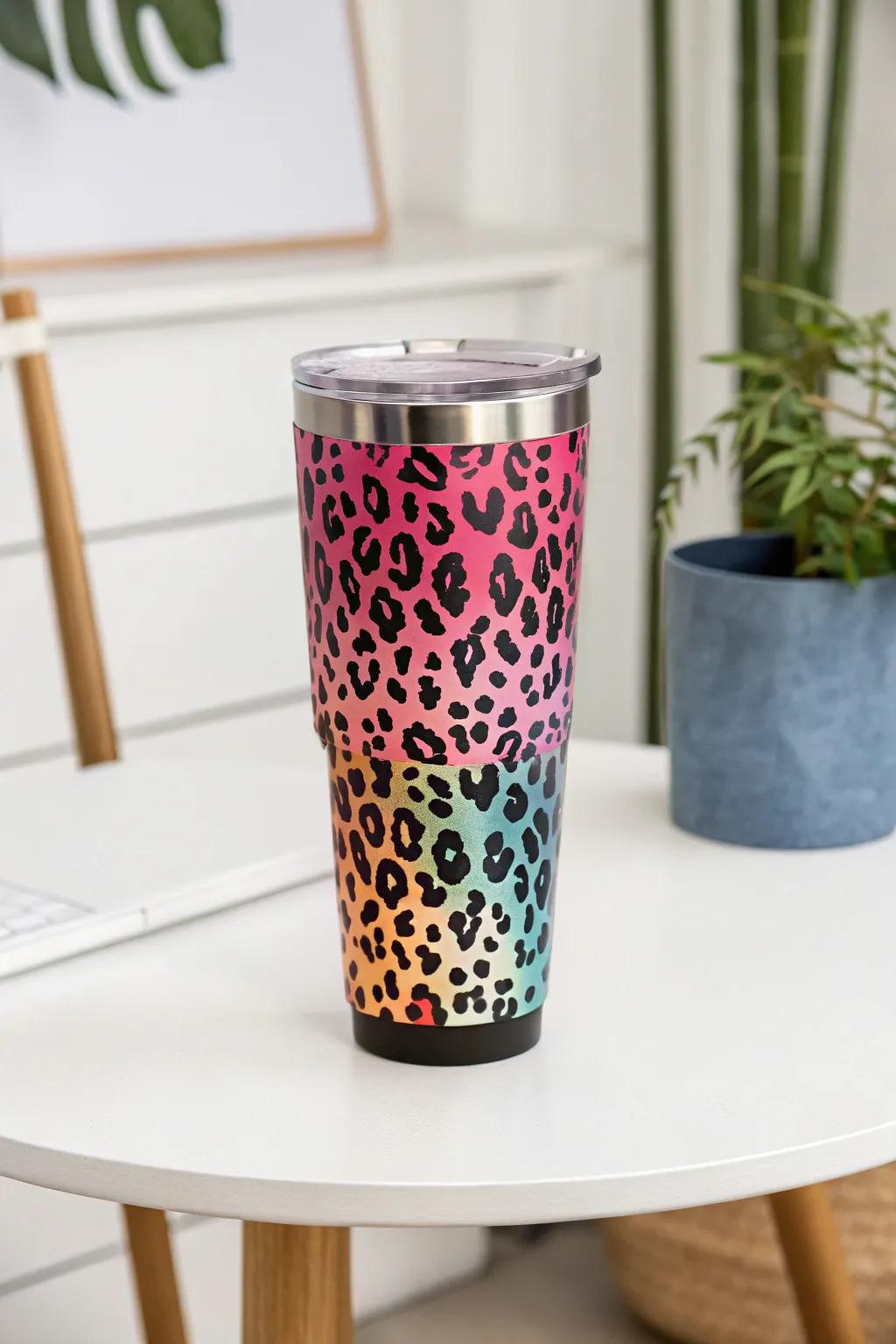 A contemporary gradient design adding a dash of glamour to leopard print.