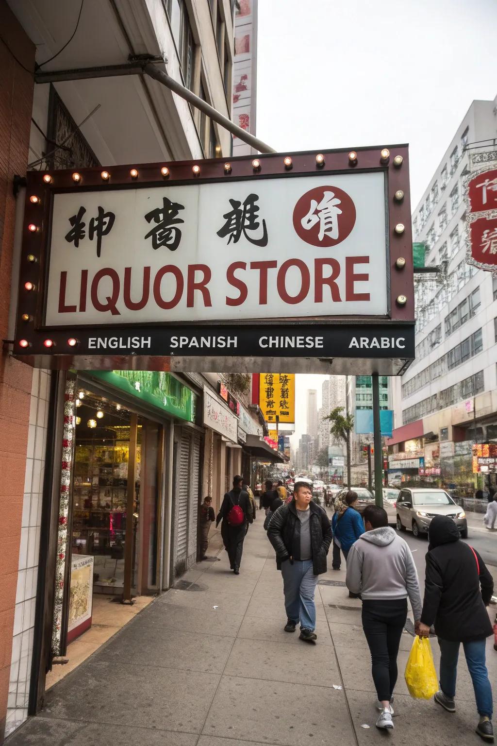 Diverse-language signs embrace and celebrate diversity.