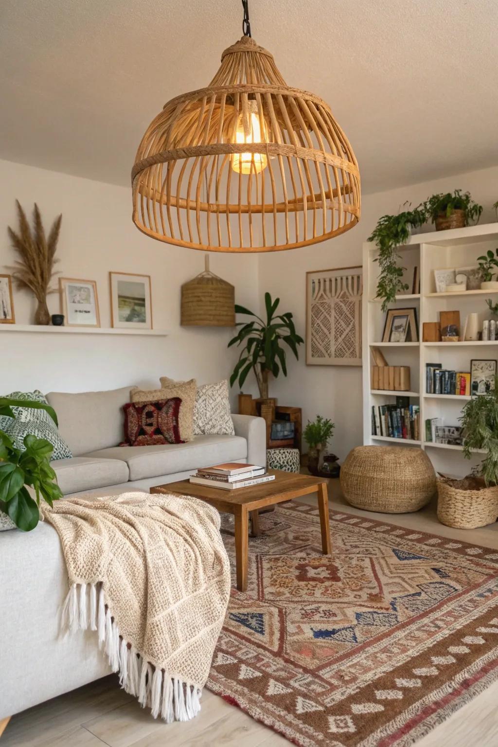 Cane fixtures easily enhance free-spirited atmospheres.