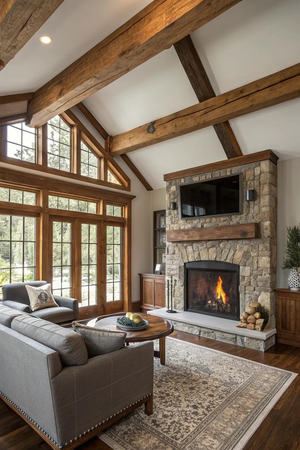 Crown molding as terminals for noticeable beams.