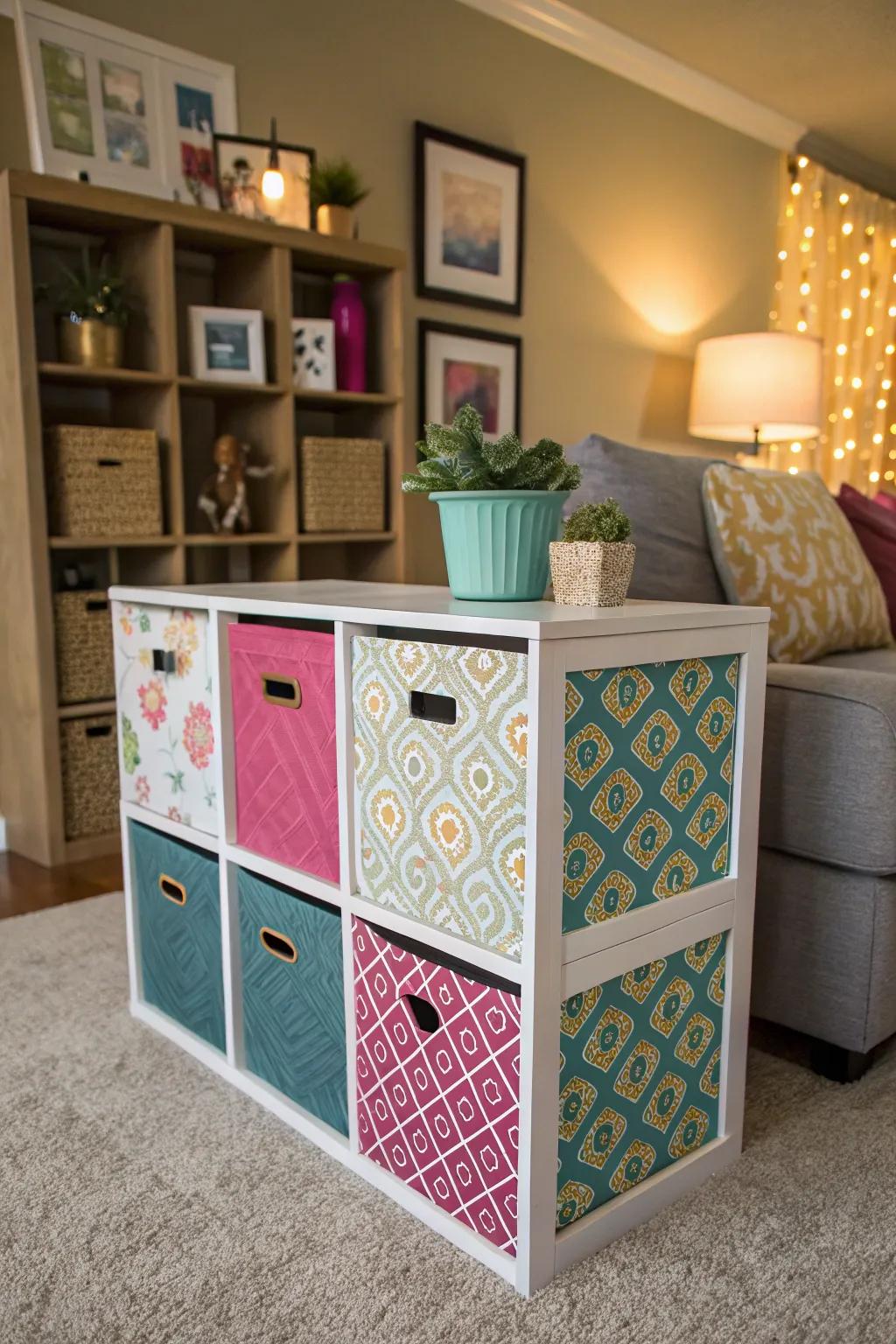 Personalized cube storage reflecting individual style and creativity.
