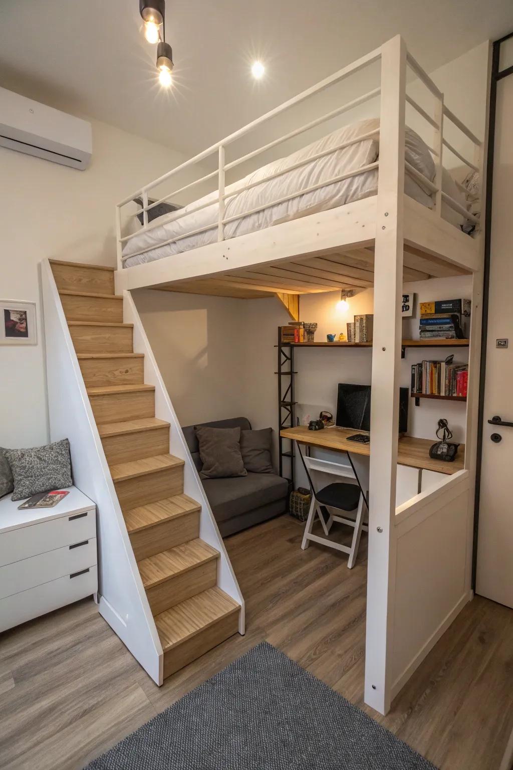 Small-scale loft beds are ideal for optimizing limited space without sacrificing functionality.